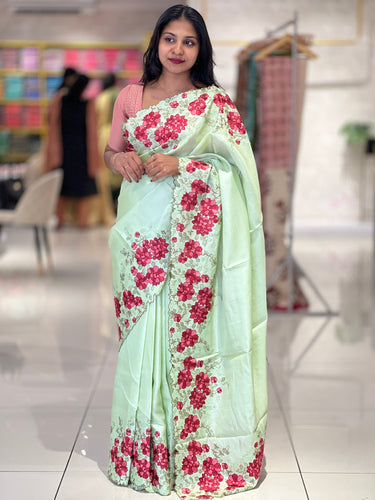 Machine Embroidered Tussar Saree | SBS1003
