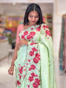 Machine Embroidered Tussar Saree | SBS1003