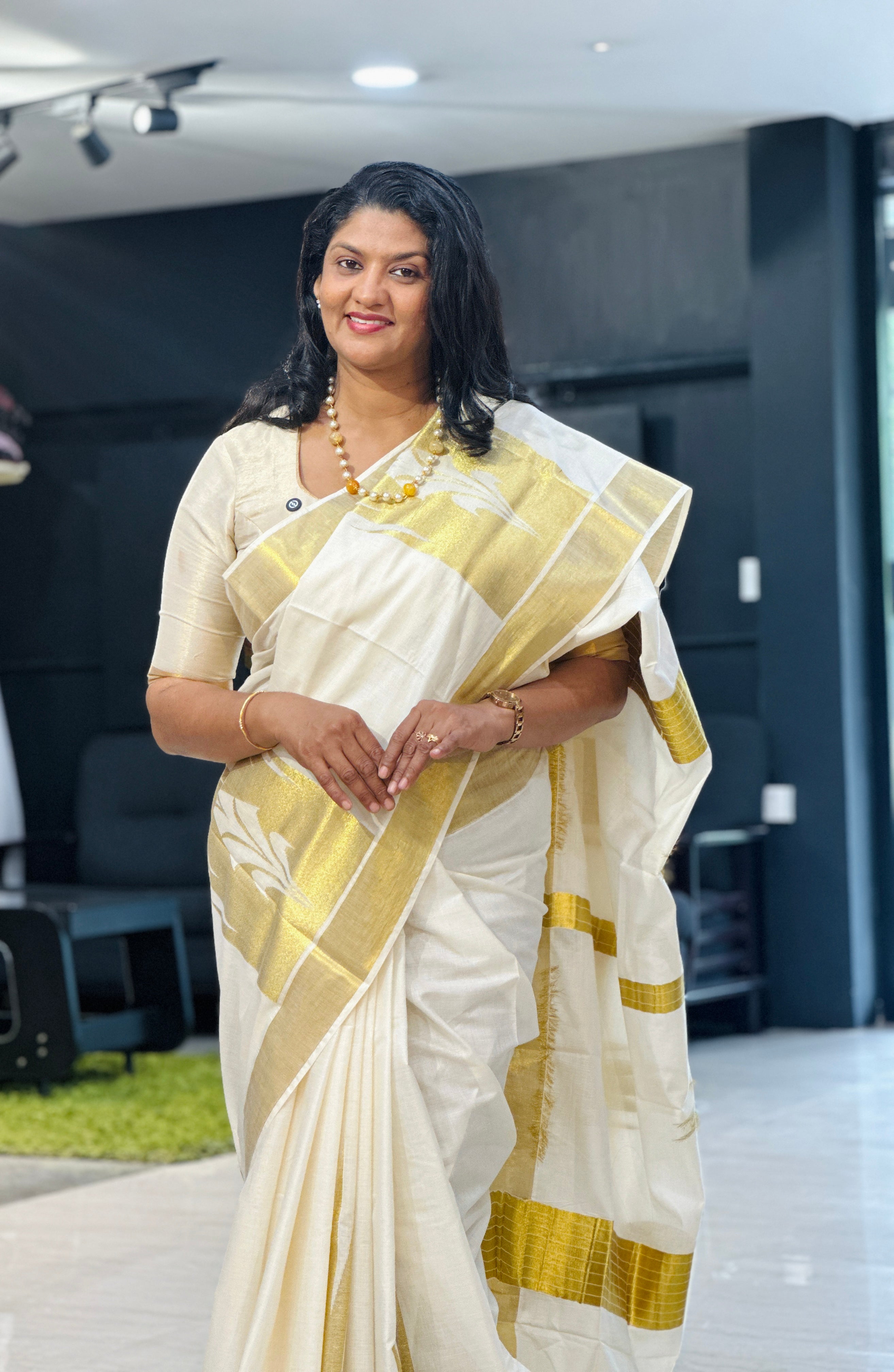 Temple Motif Woven Kerala Cotton Saree | RLF149