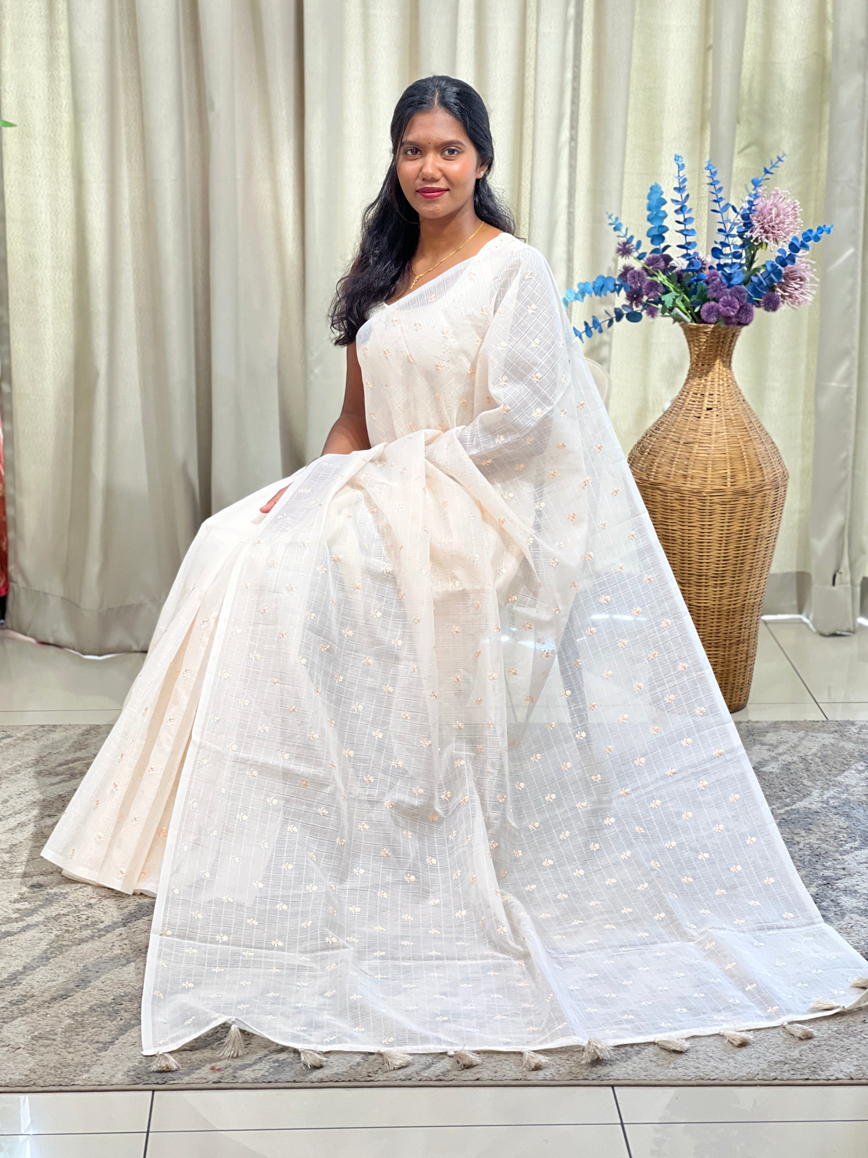 Floral Embroidery Pattern Kota Saree | ZSS436