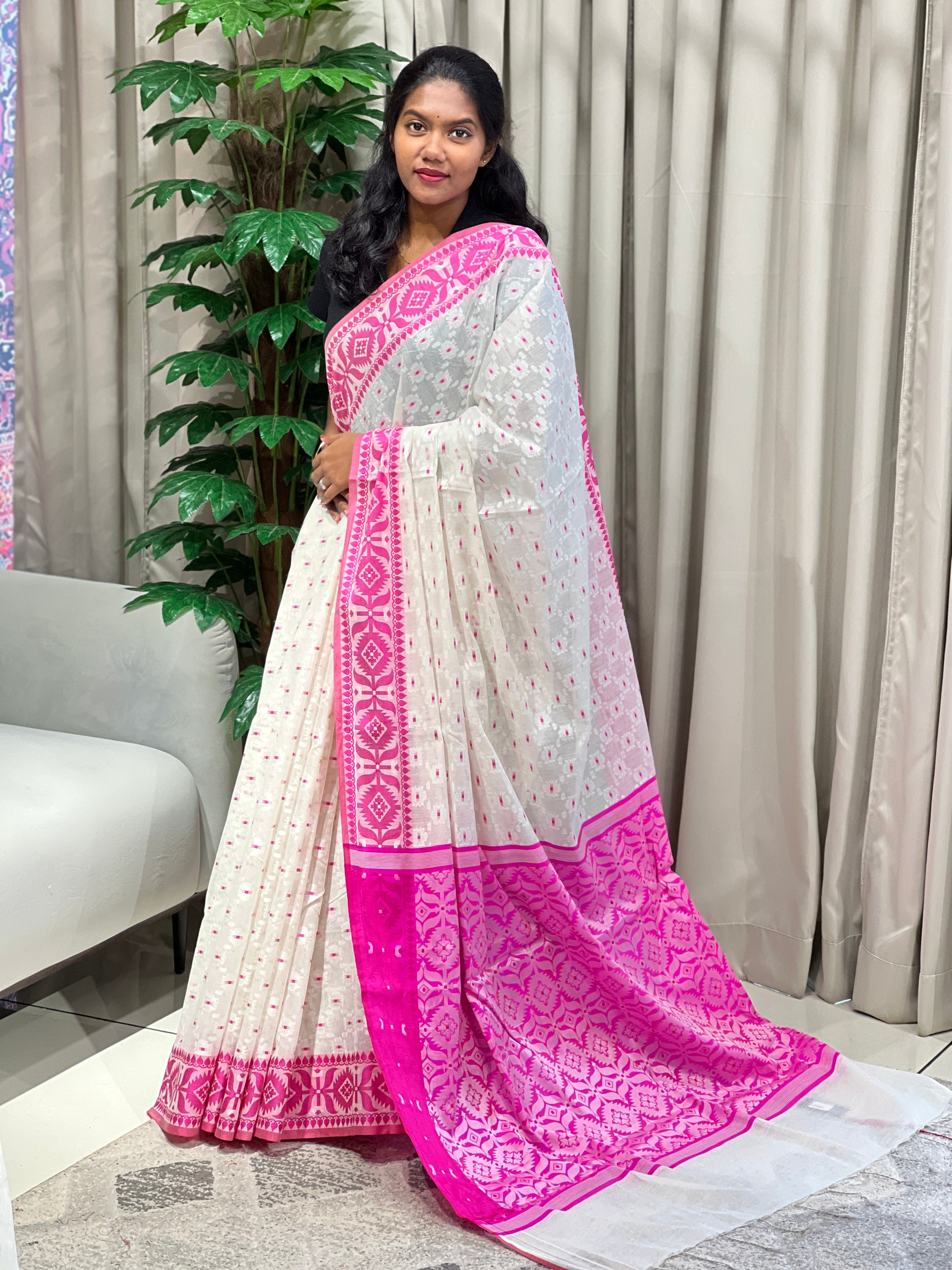 Jamdani Woven Chanderi Cotton Saree | AYD249