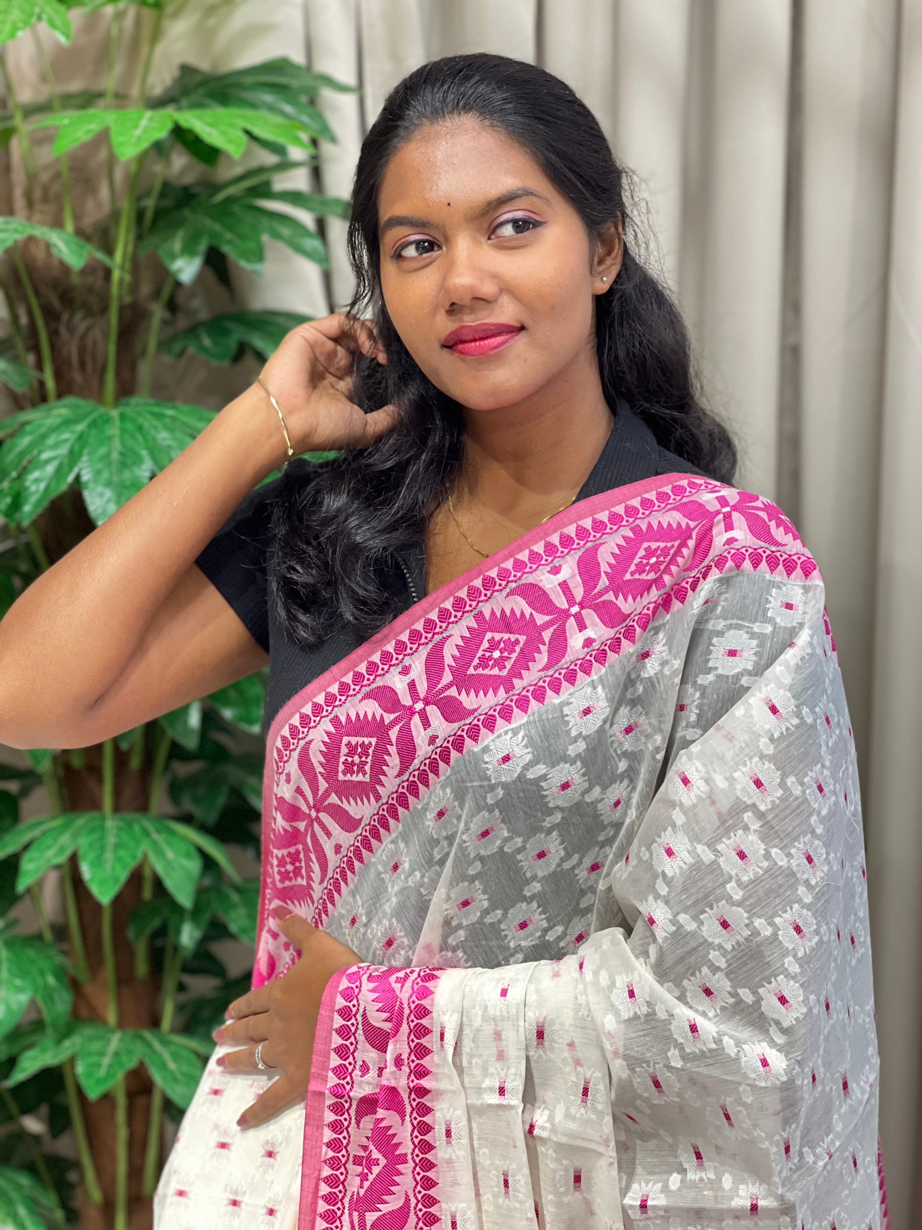 Jamdani Woven Chanderi Cotton Saree | AYD249