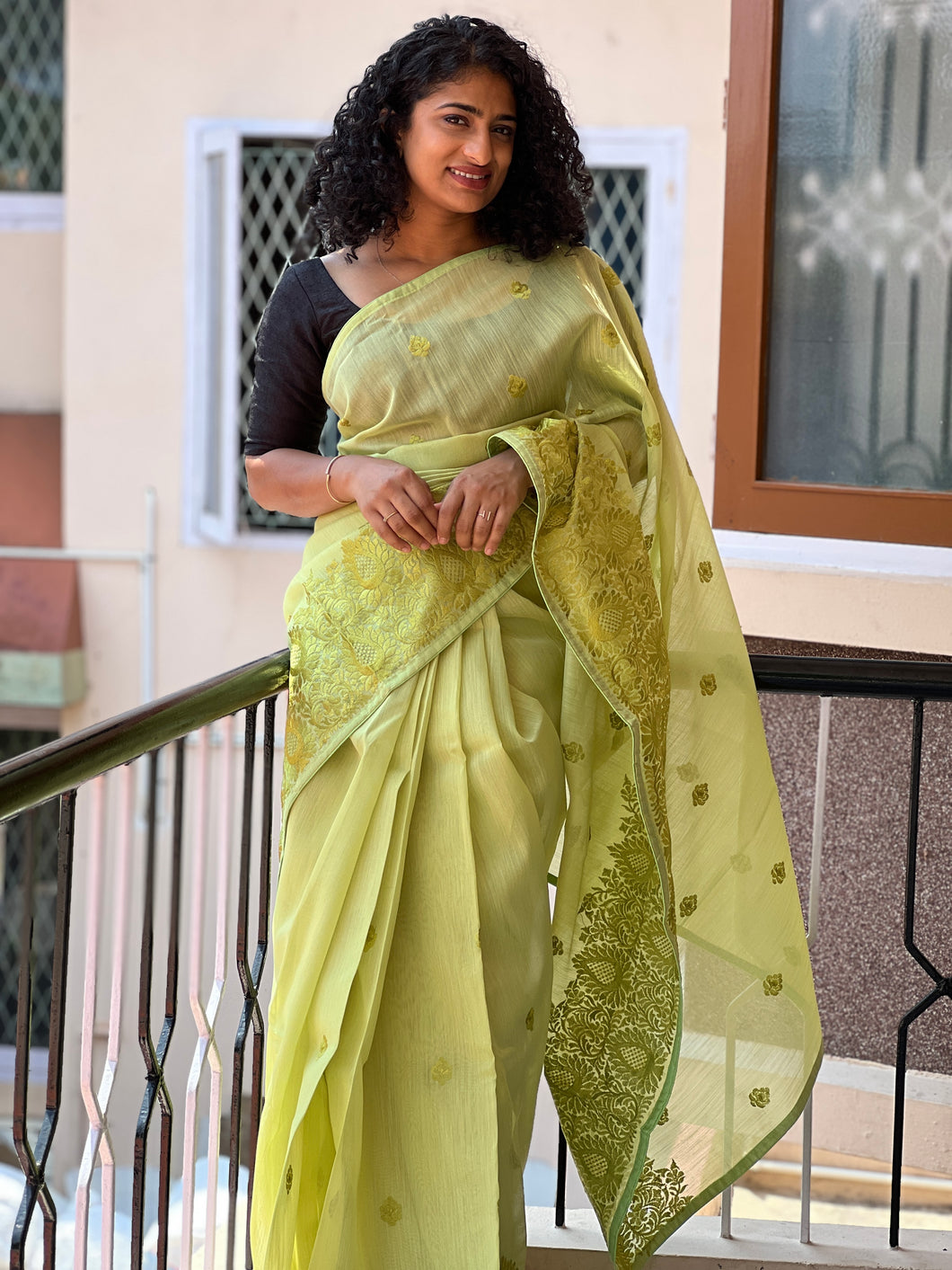 Computerized Embroidery Semi Silk Saree | ACT979