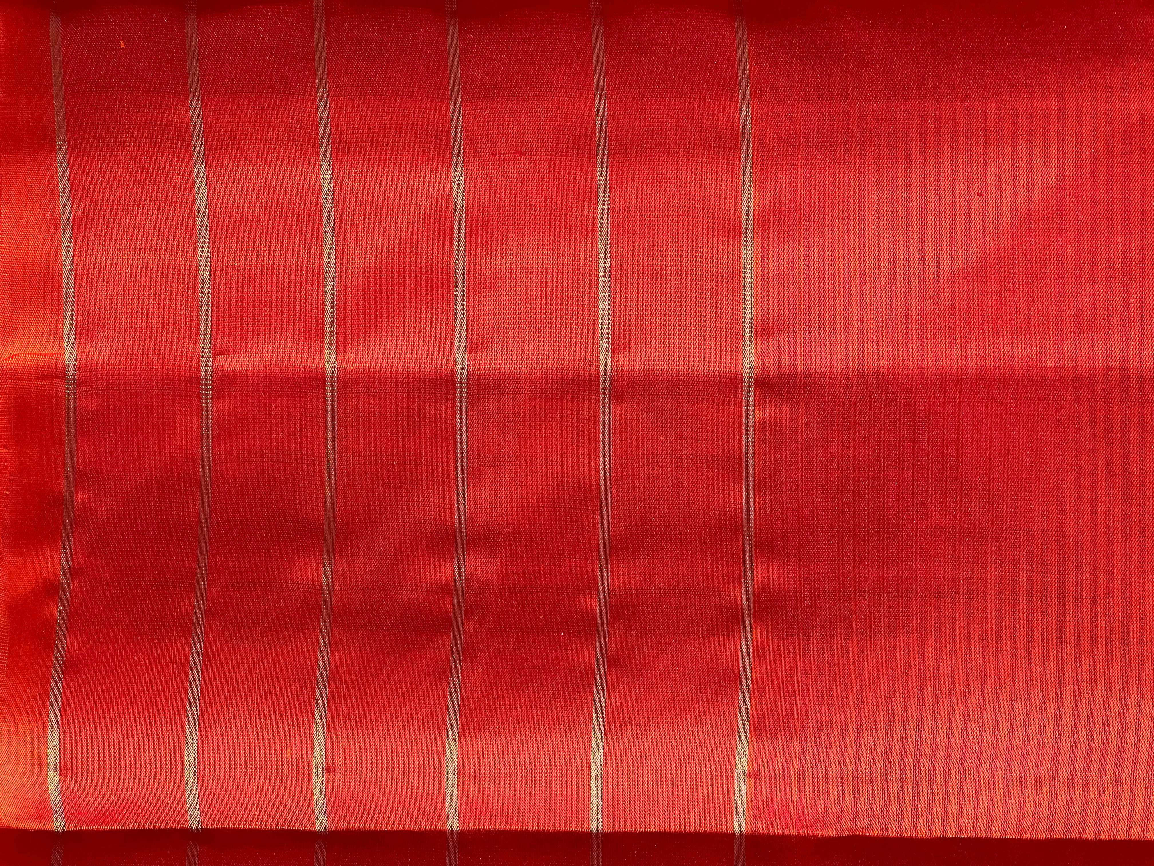 Stripe Pattern Golden Zari Woven Soft Silk Saree | SMT187