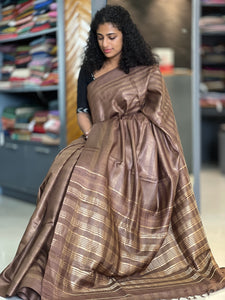 Zari Stripe Weaving Soft Tussar Saree | HS725