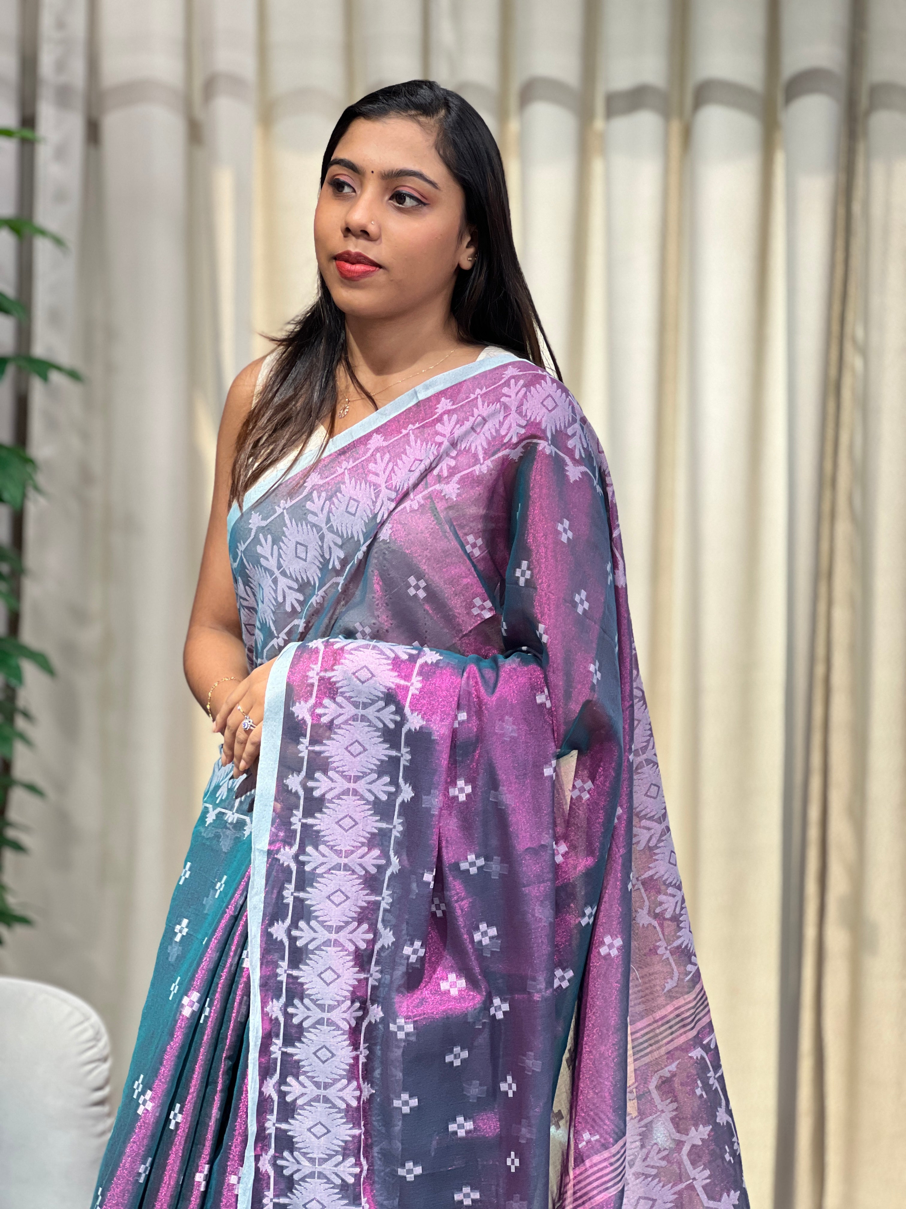 Jamdani Weaved Tissue Saree (Without Blouse) | AYD230