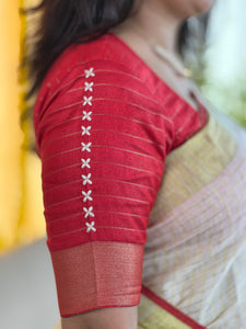 Embroidery Design Linen Unstitched Blouse | BM180