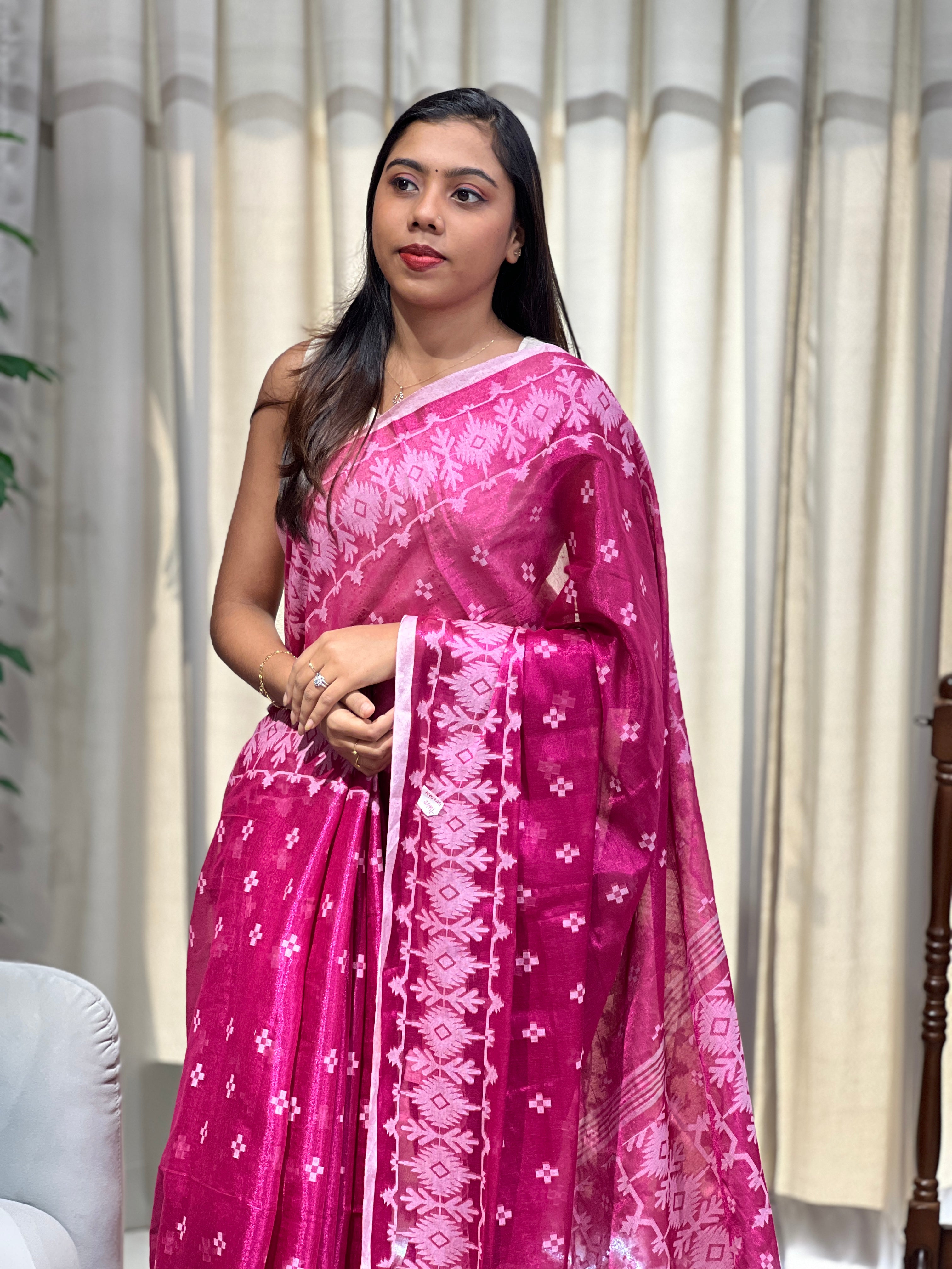 Jamdani Weaved Tissue Saree (Without Blouse)  | AYD229