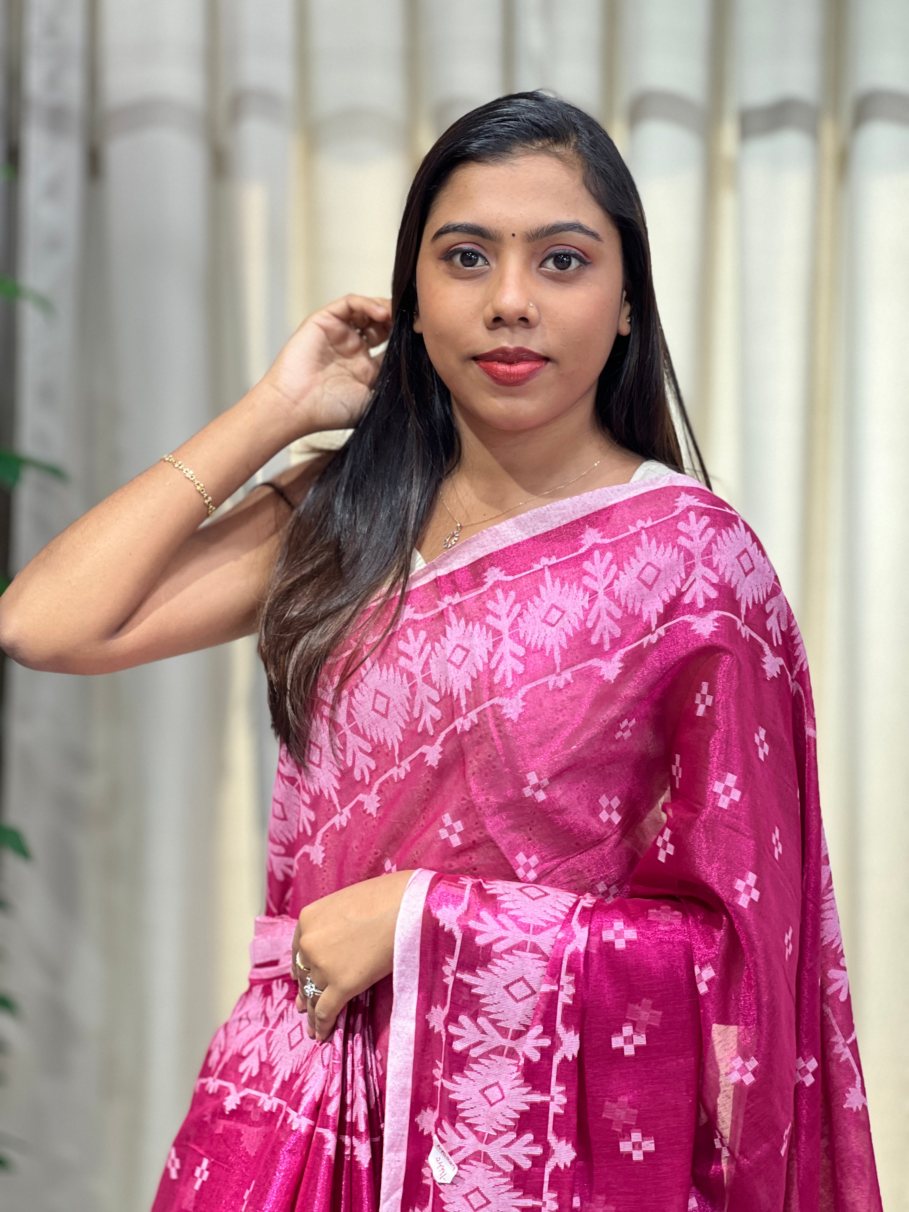 Jamdani Weaved Tissue Saree (Without Blouse)  | AYD229