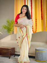 Zari Check Weaving Linen Saree | SK333