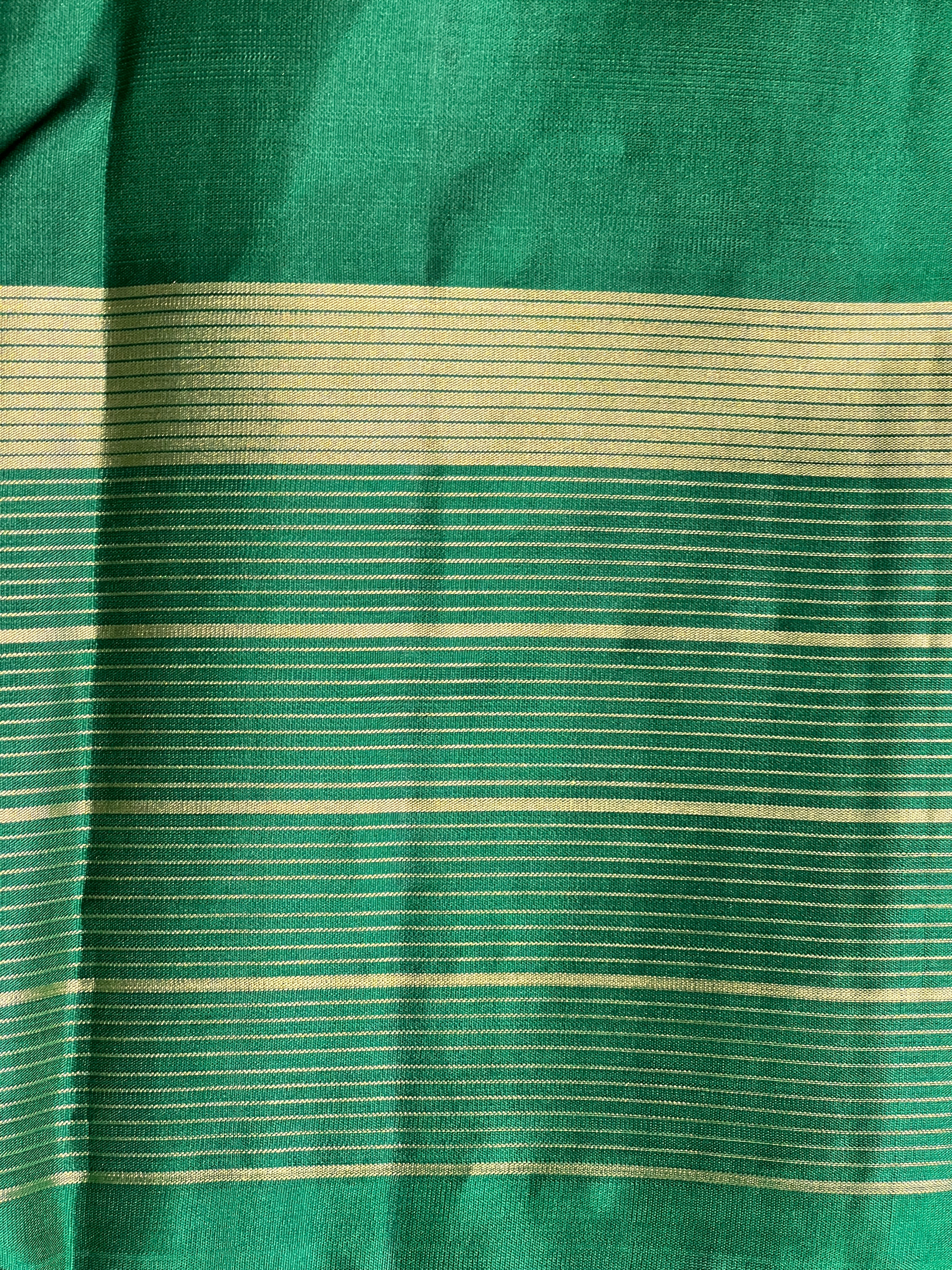 Stripe Pattern Golden Zari Woven Soft Silk Saree | SMT182