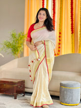 Zari Check Weaving Linen Saree | SK333
