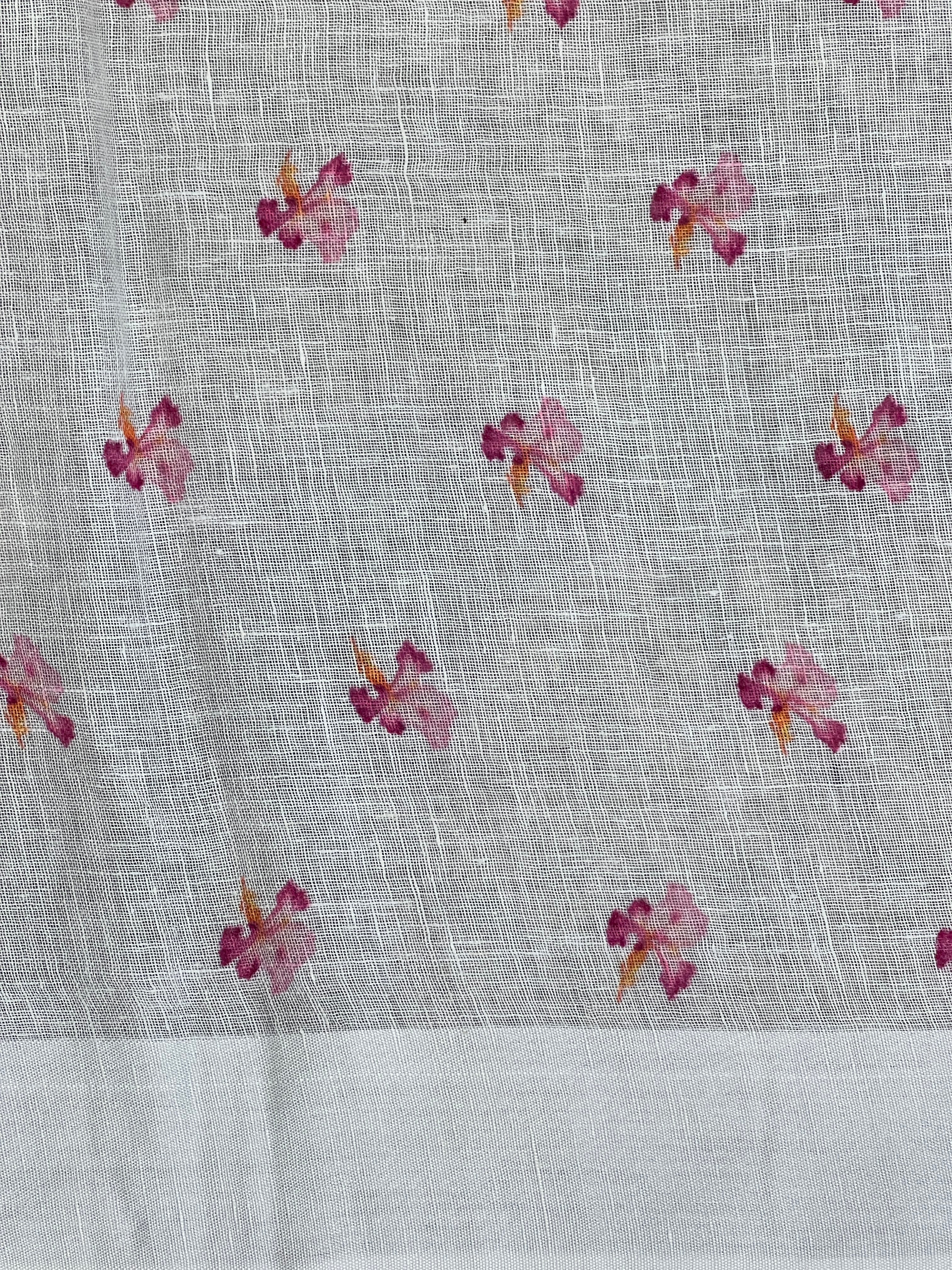 Floral Digital Printed Pure Linen Saree | MR433