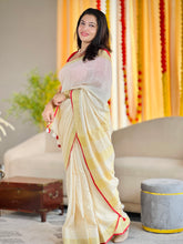 Zari Check Weaving Linen Saree | SK333