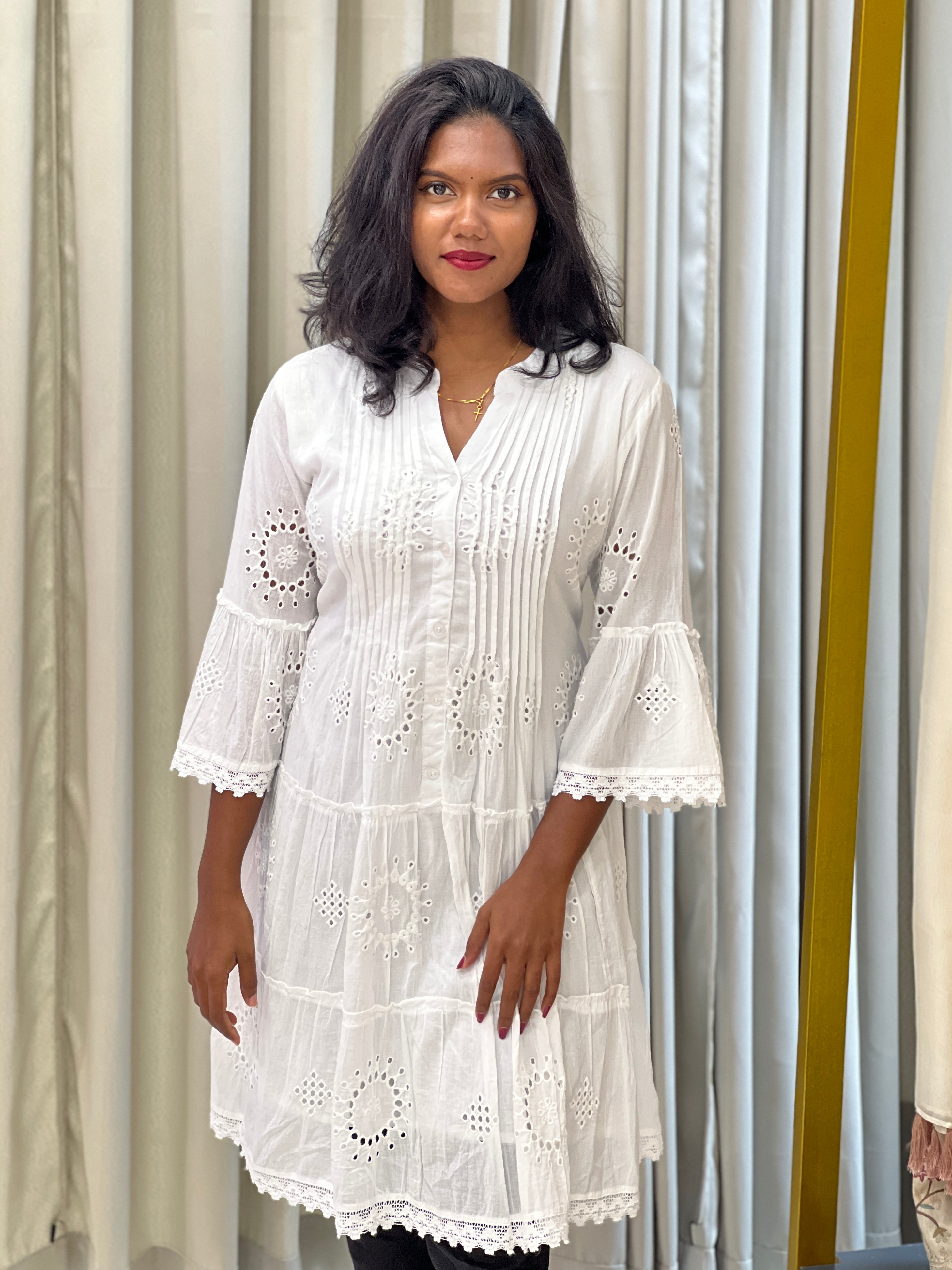 Pin Tuck & Hakoba Detailed Cotton Kurta | PGI210