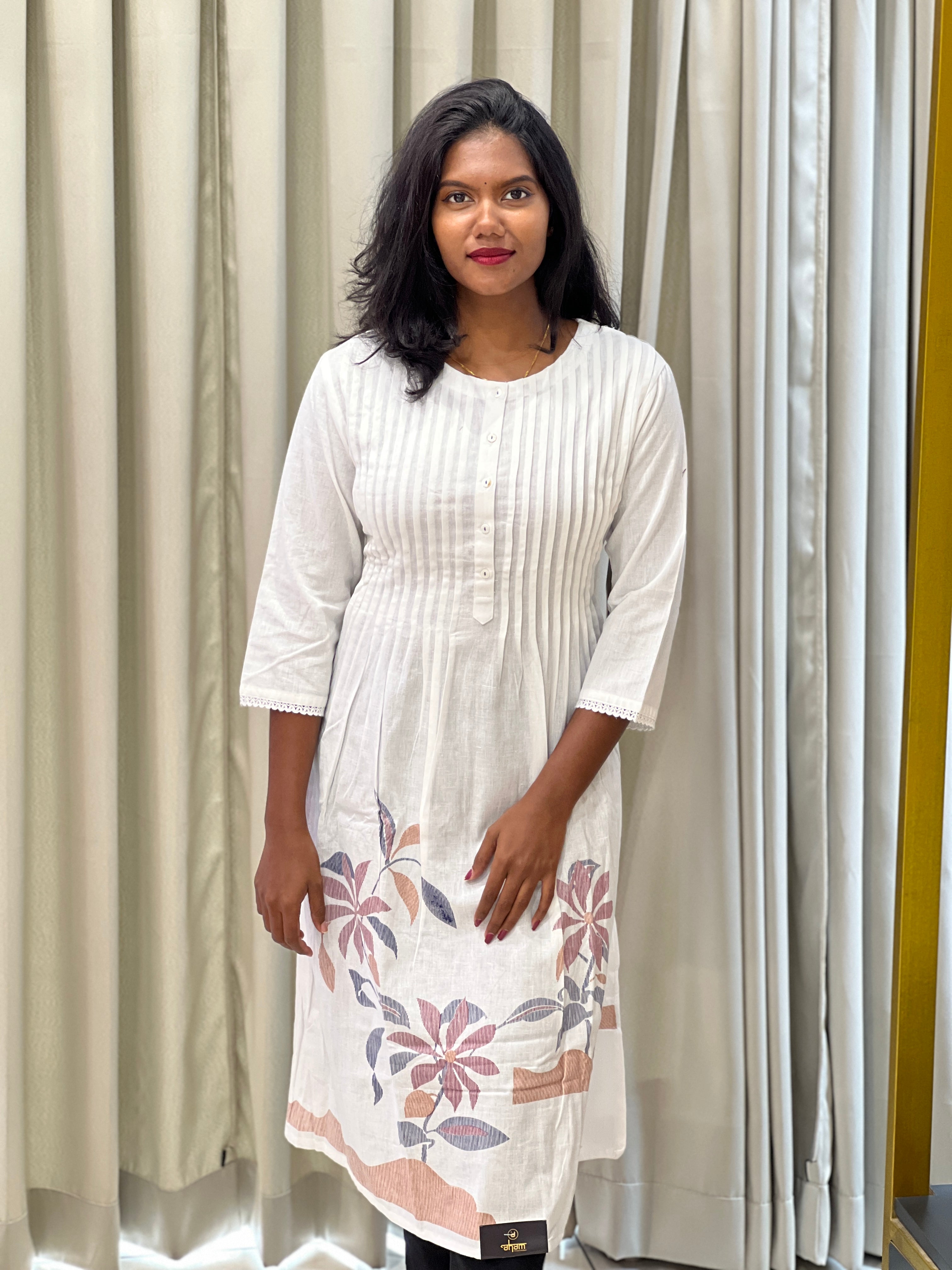 Floral Thread Woven Cotton Kurta | PGI199