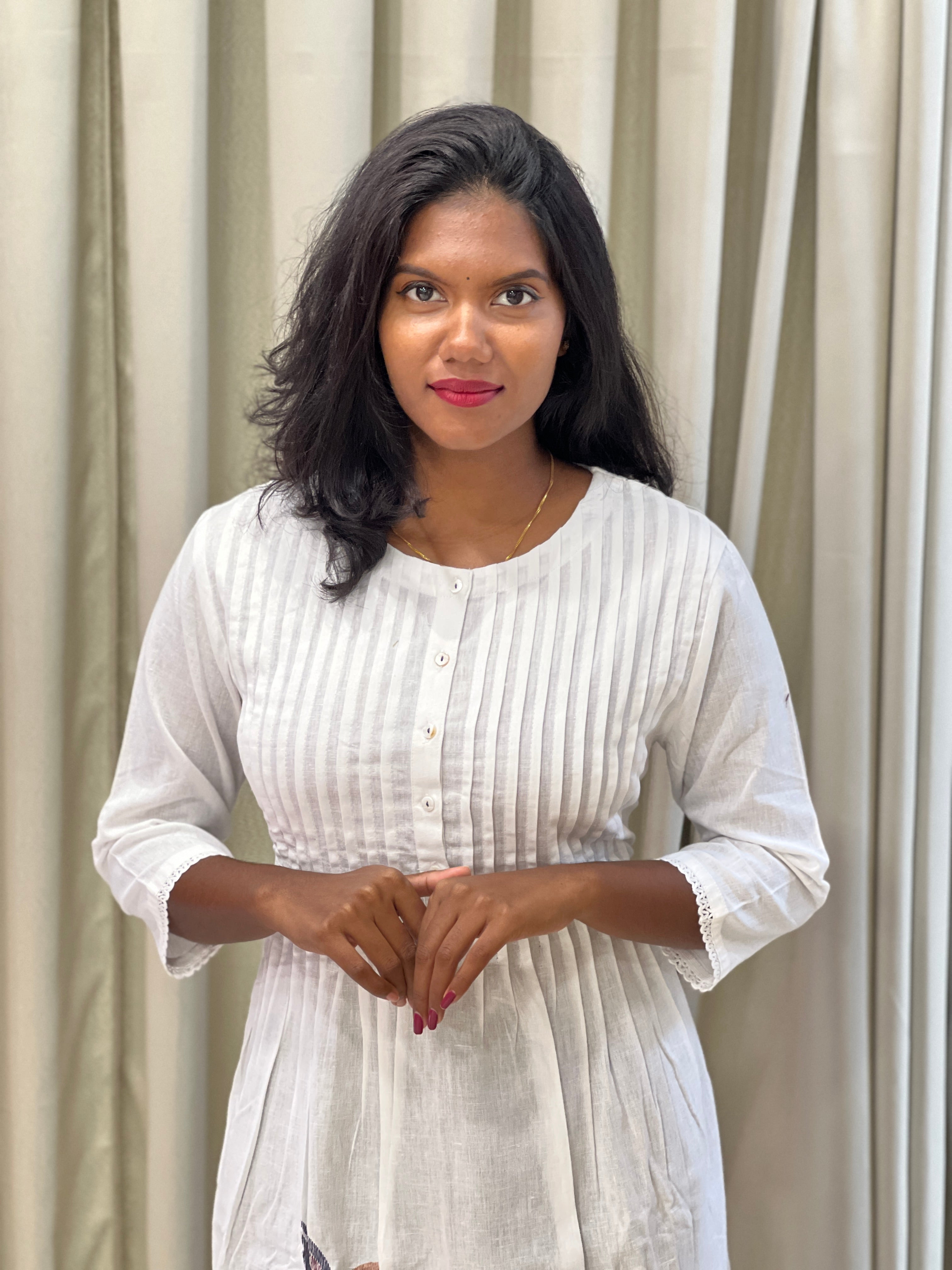 Floral Thread Woven Cotton Kurta | PGI199