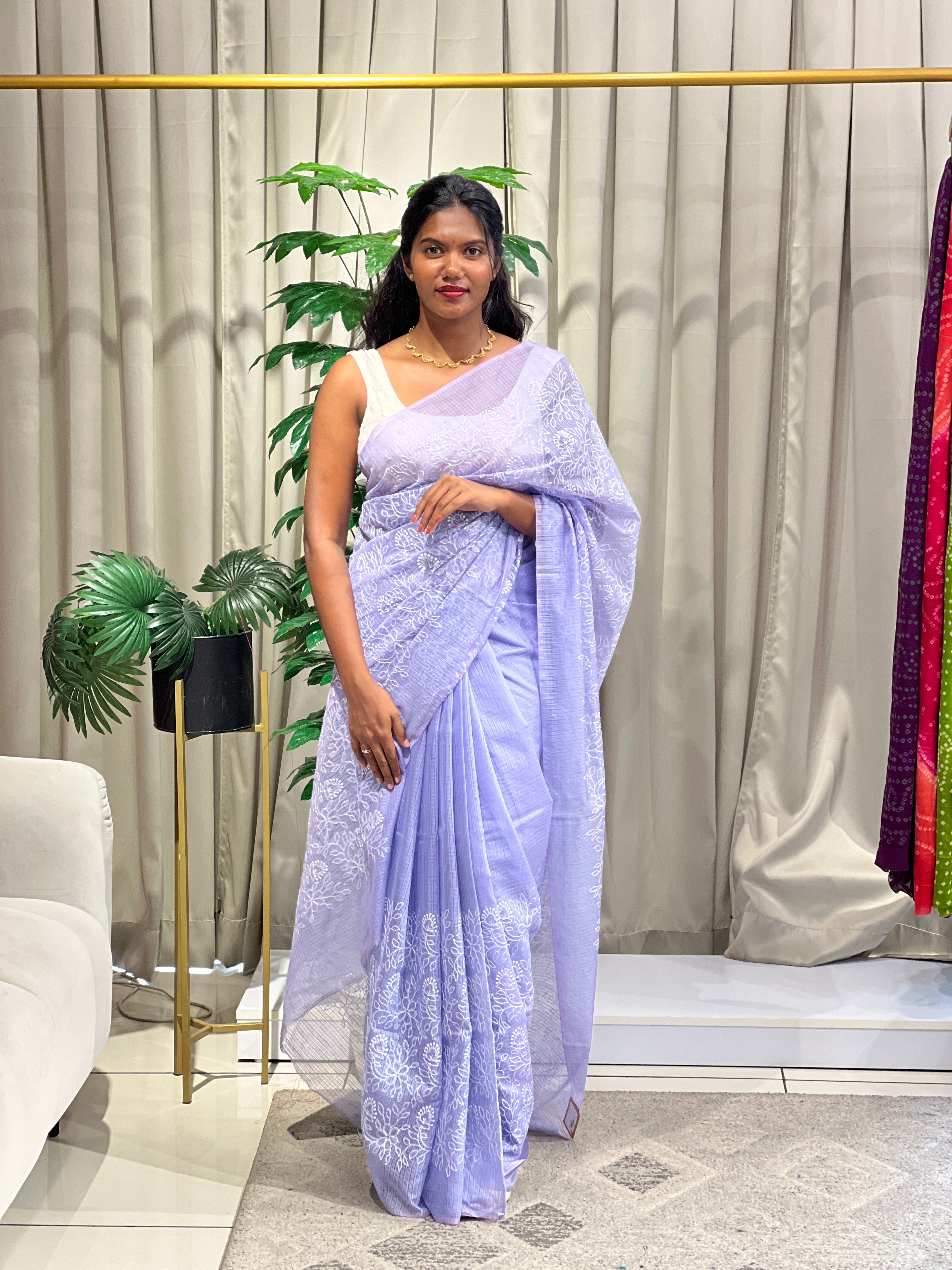 Machine Embroidered Silky Kota Saree | NHH610