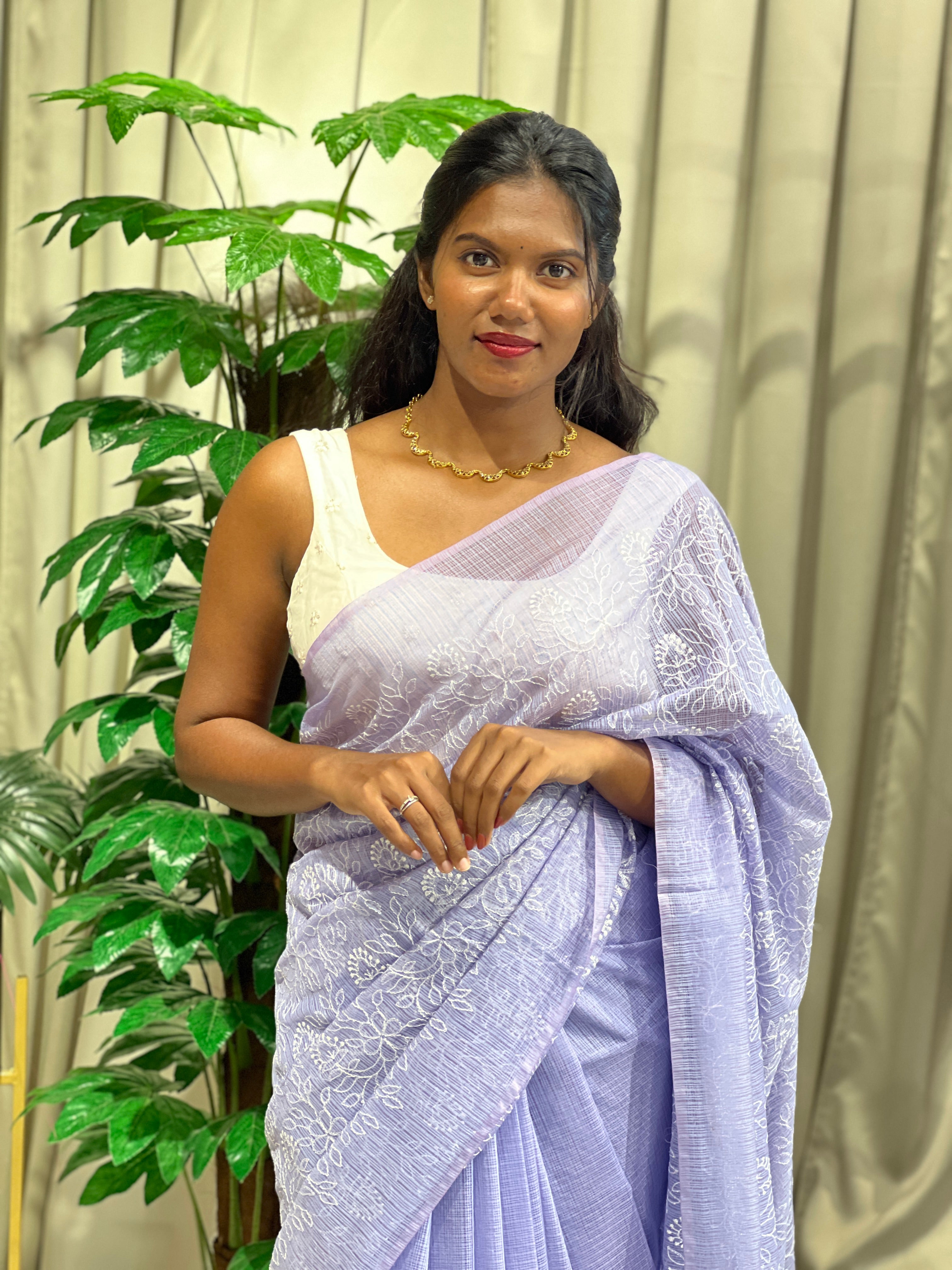 Machine Embroidered Silky Kota Saree | NHH610