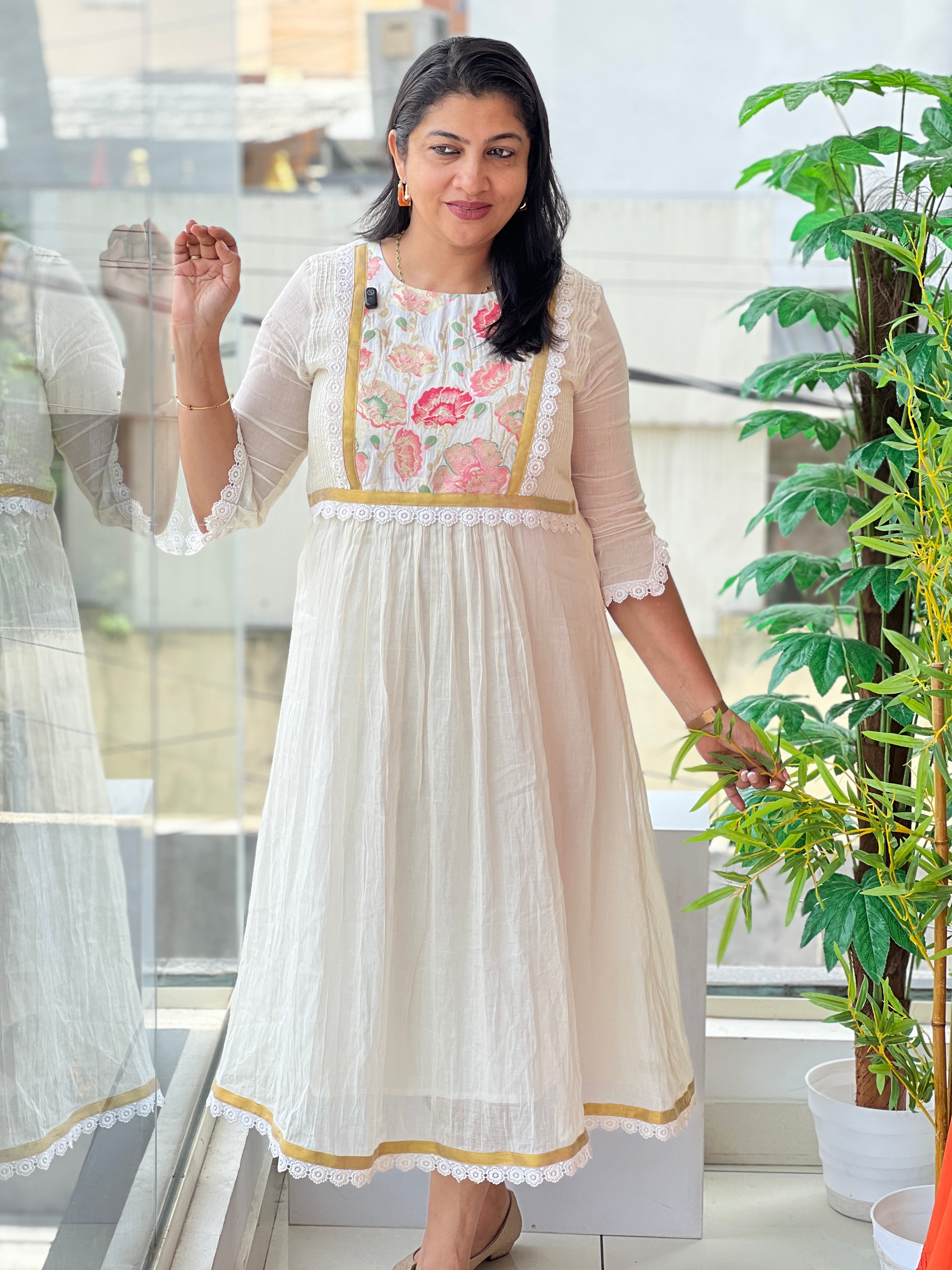 Kerala Cotton Frock with Banarasi Elegance | DN819