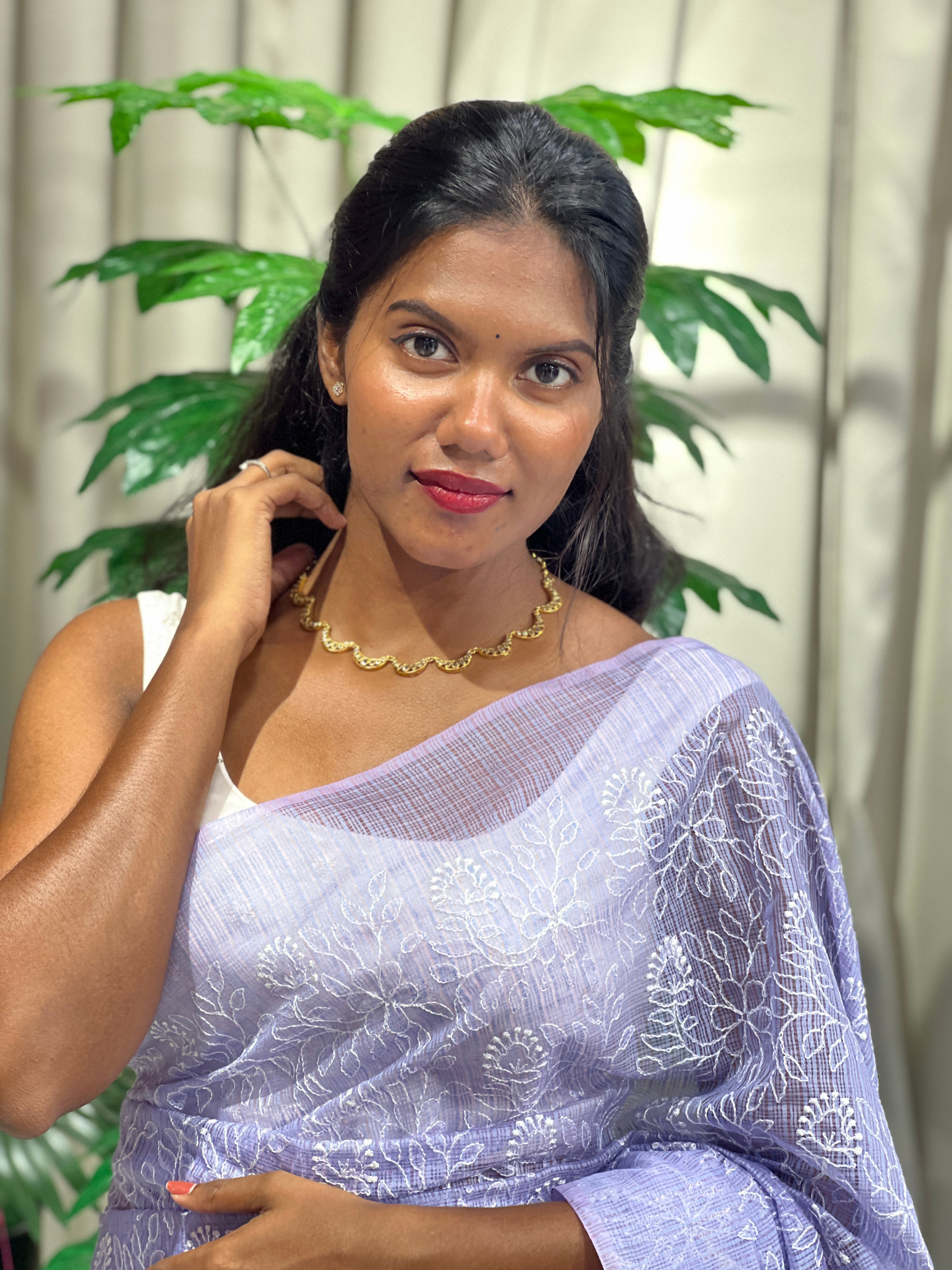 Machine Embroidered Silky Kota Saree | NHH610