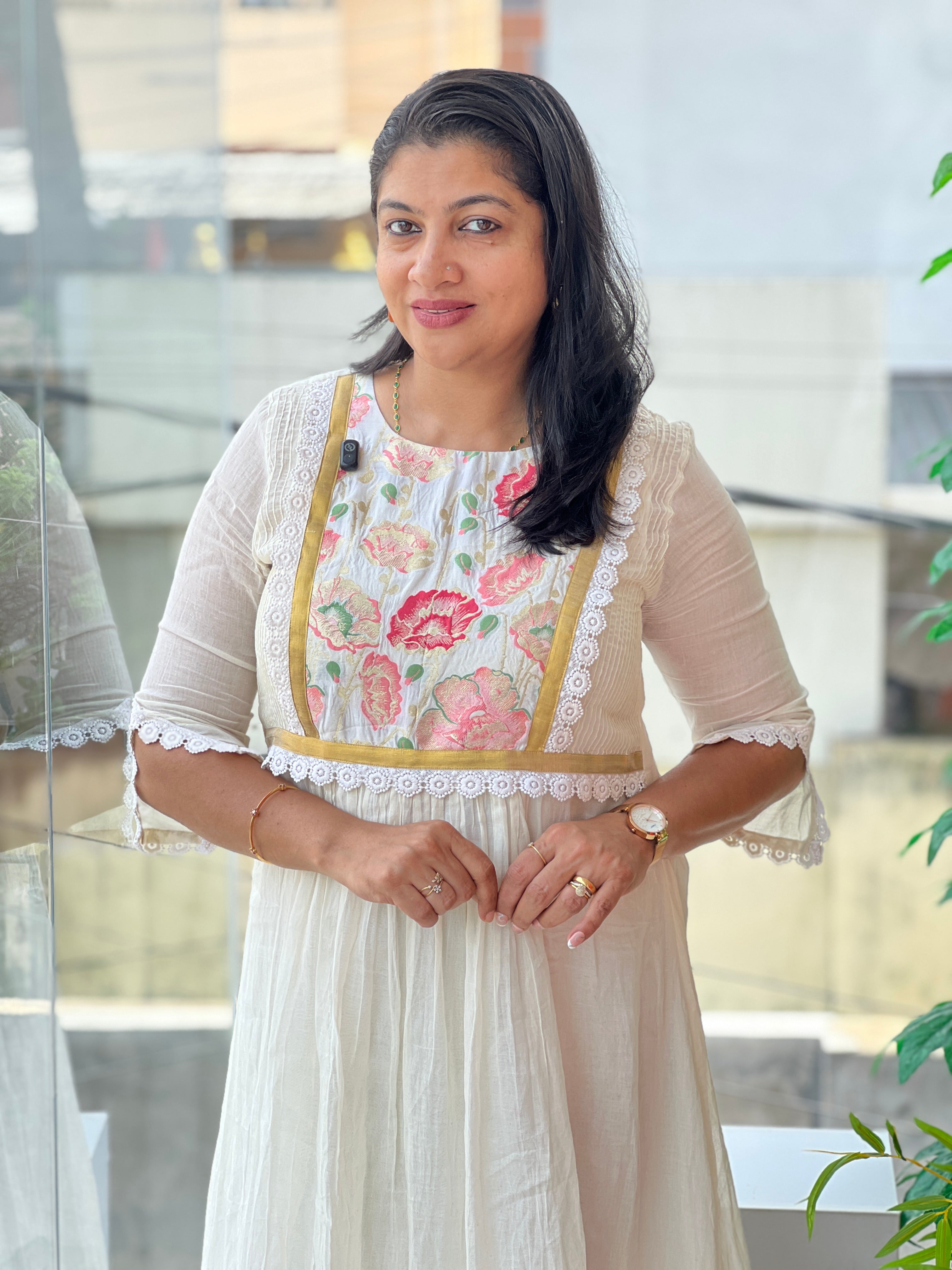 Kerala Cotton Frock with Banarasi Elegance | DN819