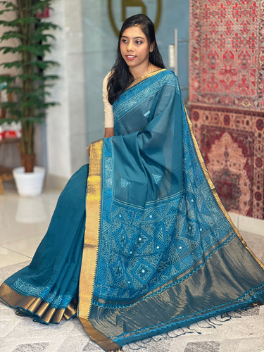 Thread Embroidery Mangalgiri Cotton Saree | SBS1249