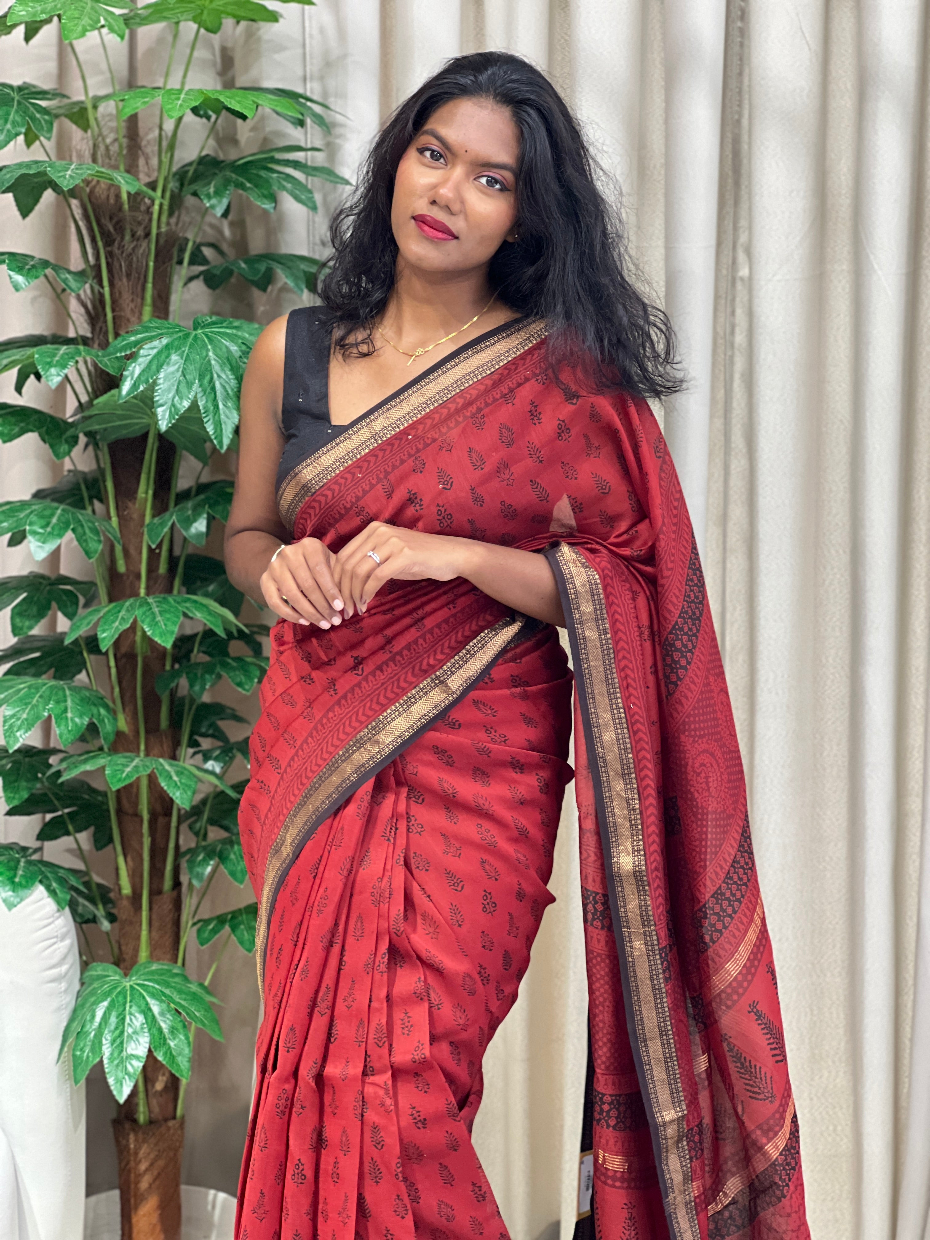 Mangalgiri Border Detailed Chanderi Silk Saree | SVF205