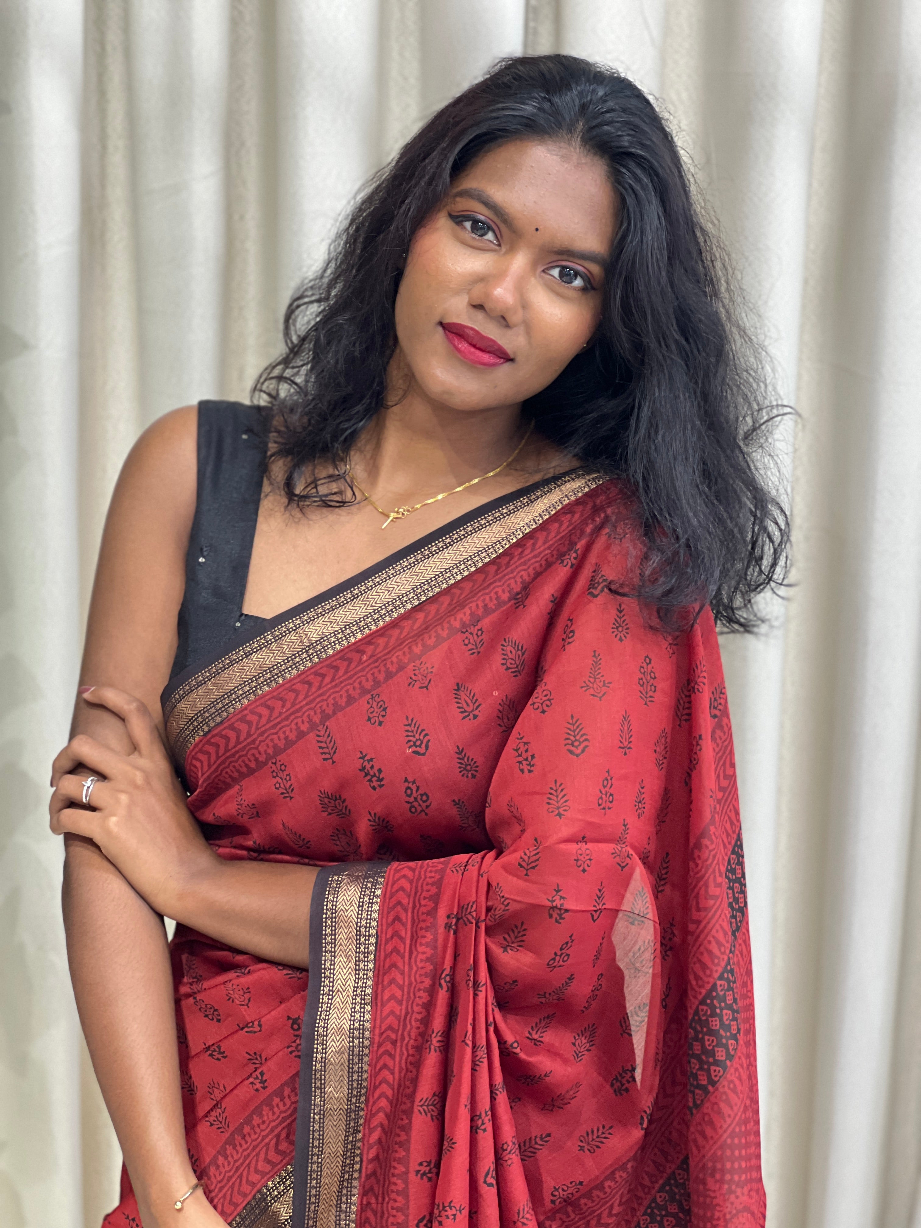 Mangalgiri Border Detailed Chanderi Silk Saree | SVF205