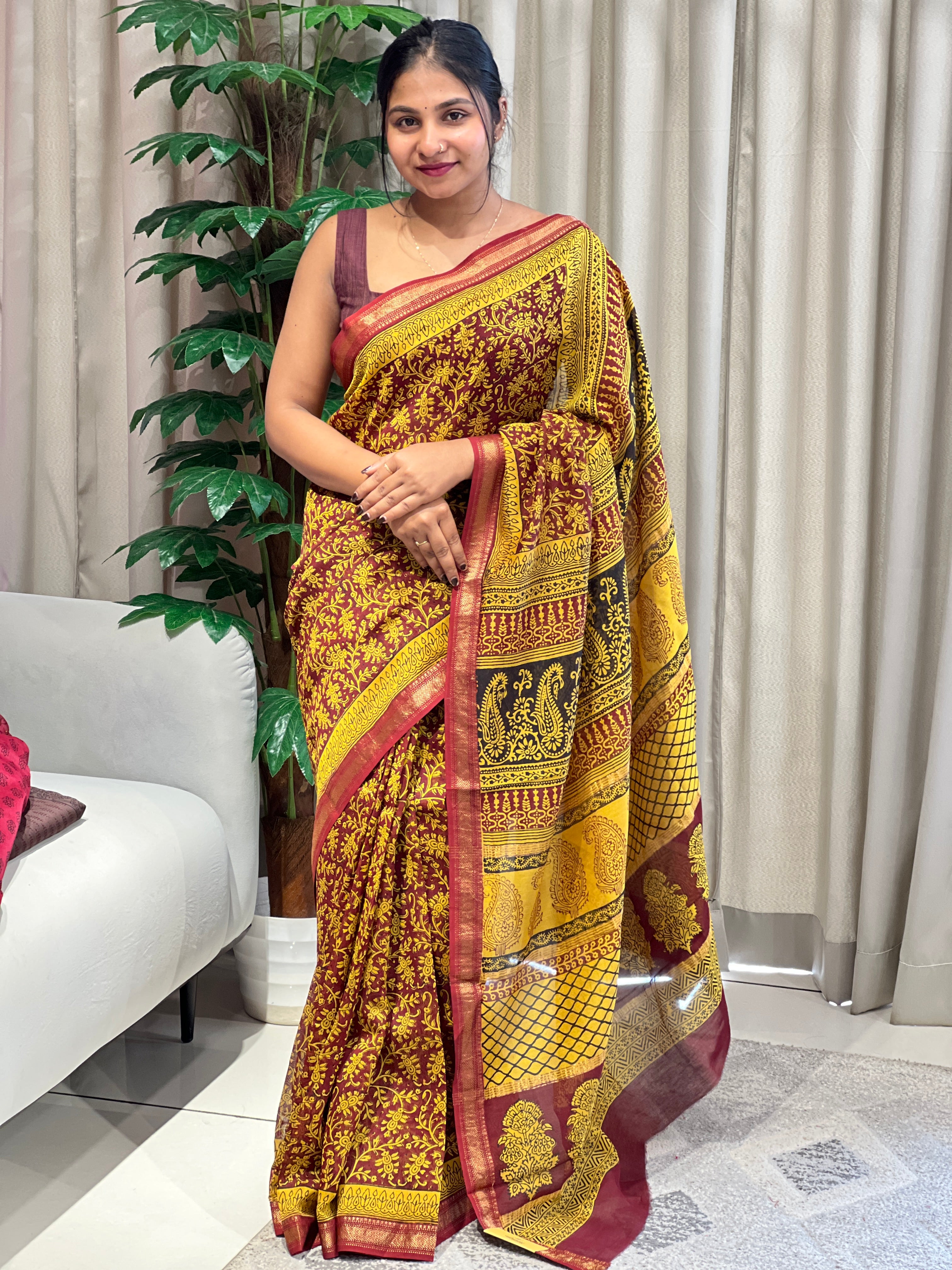 Mangalgiri Border Detailed Chanderi Saree | SVF206