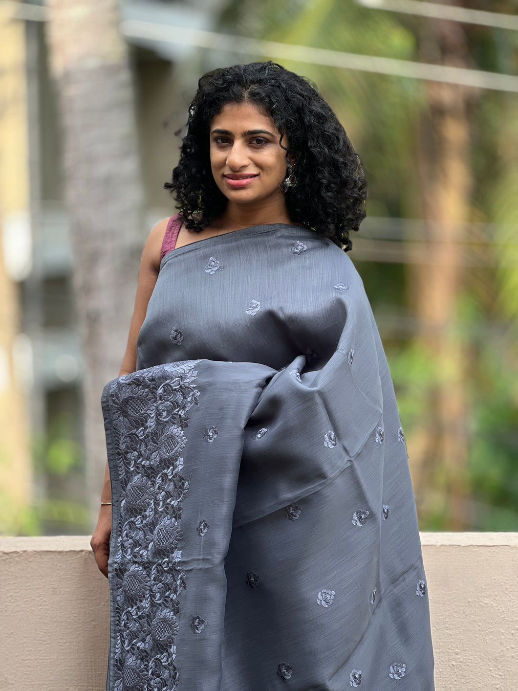 Computerized Embroidery Semi Silk Saree | ACT978