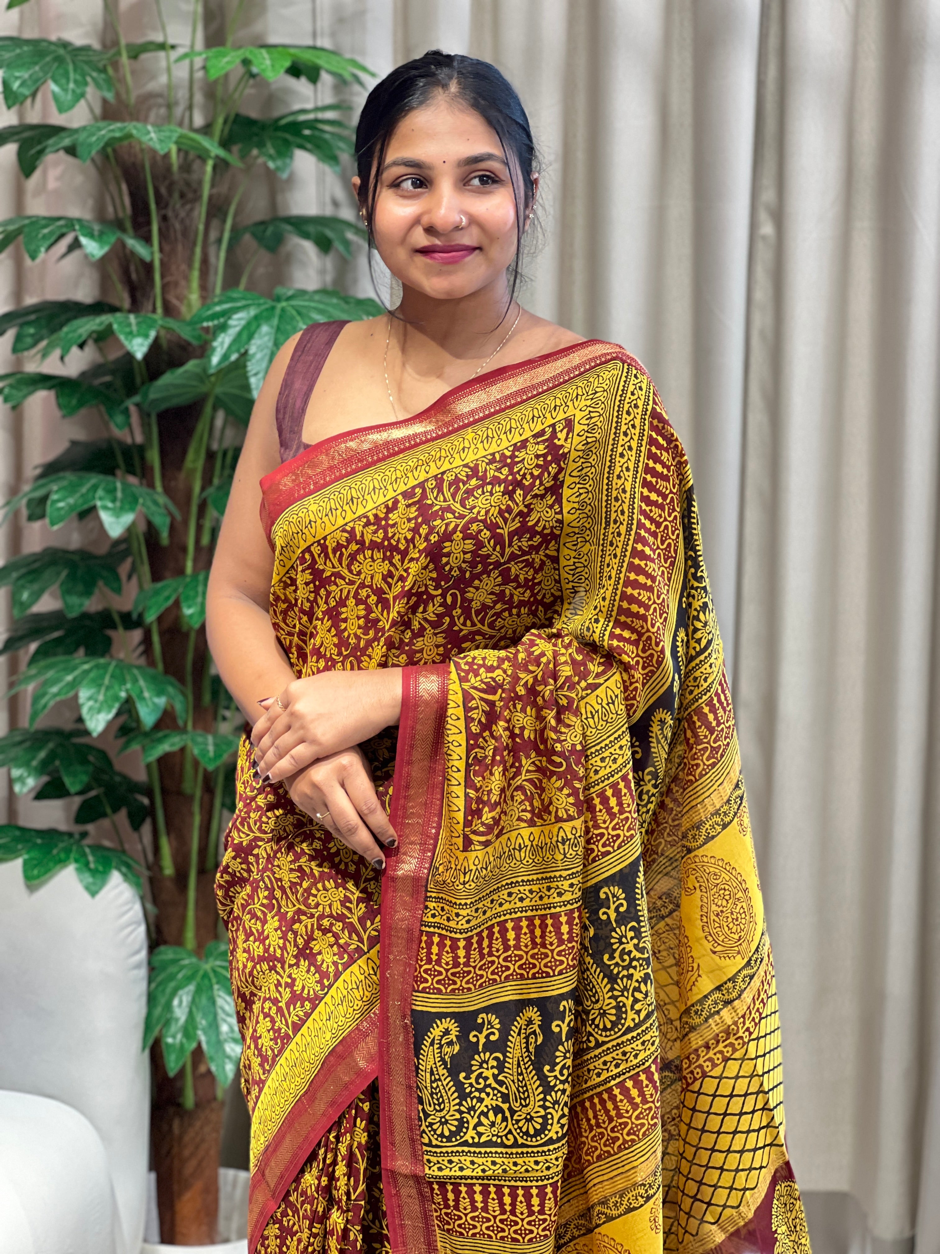 Mangalgiri Border Detailed Chanderi Saree | SVF206