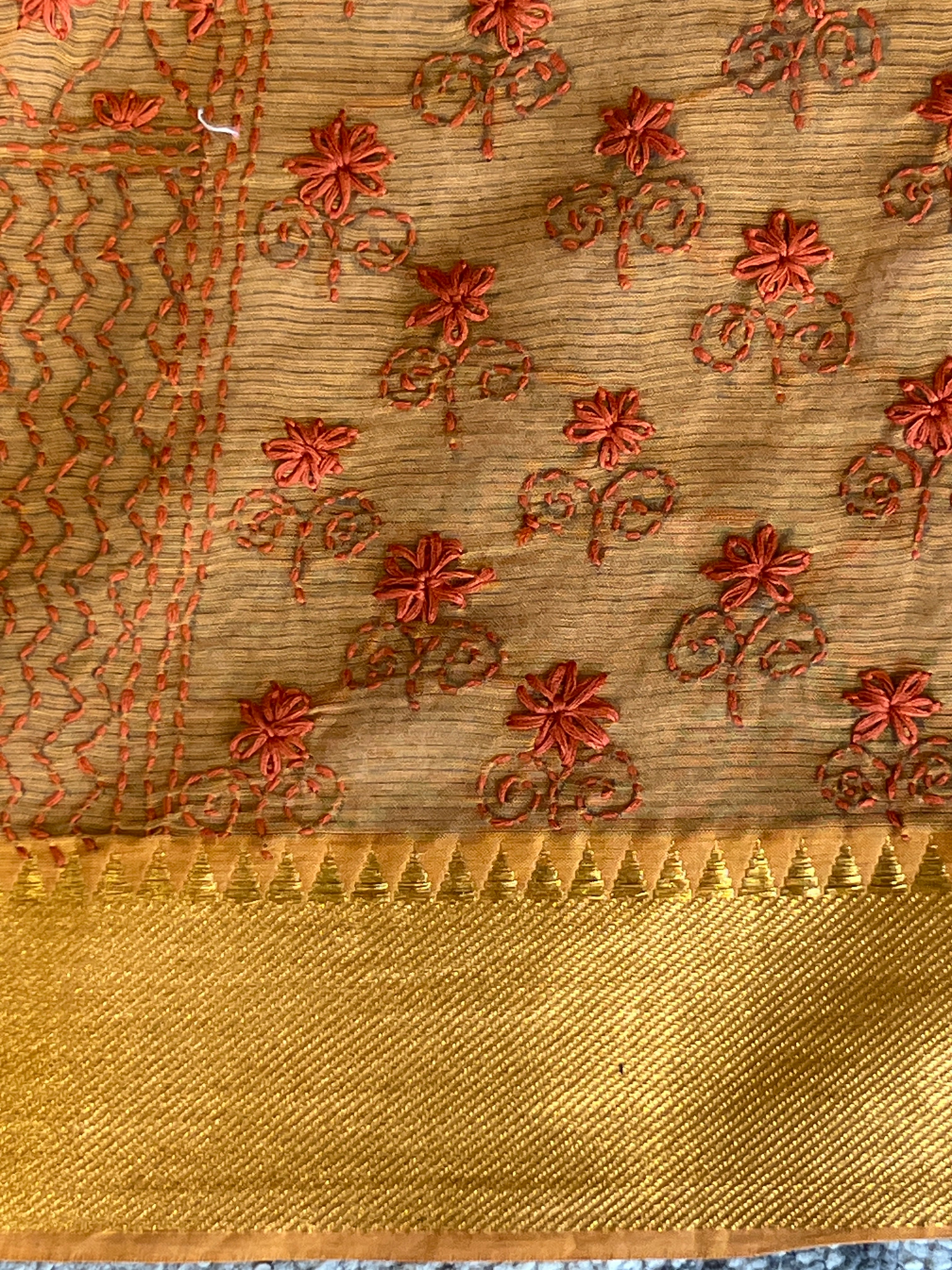 Thread Embroidery Mangalgiri Cotton Saree | SBS1255
