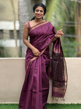 Zari Border Geecha Tussar Saree | HS996