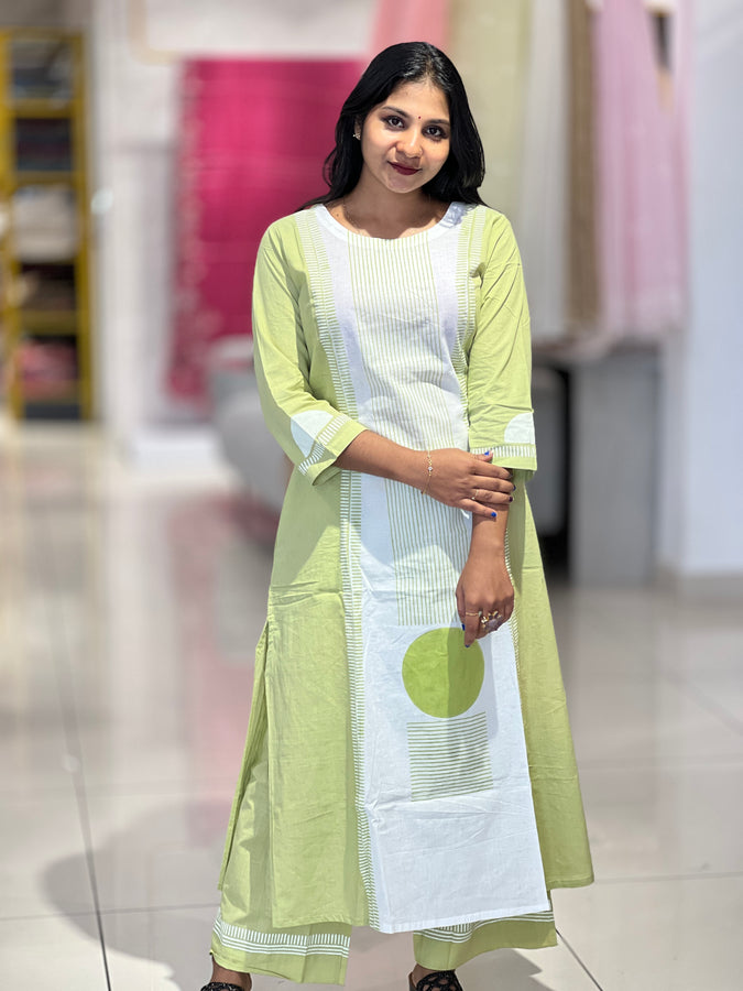 Stripe Printed Cotton Kurta Top & Bottom | DIL122