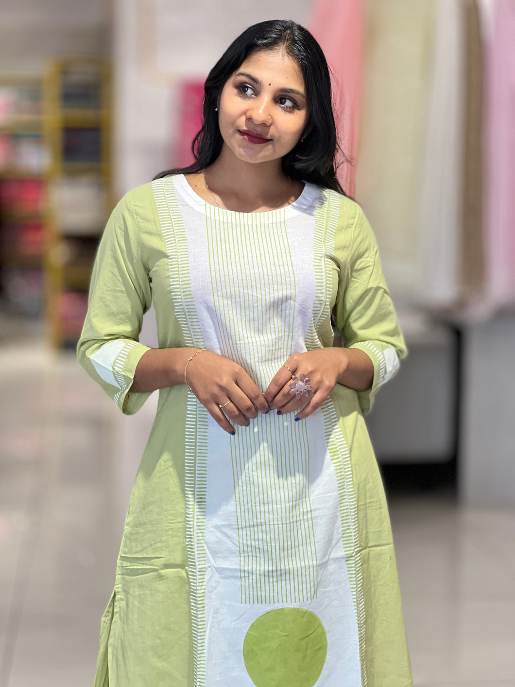 Stripe Printed Cotton Kurta Top & Bottom | DIL122