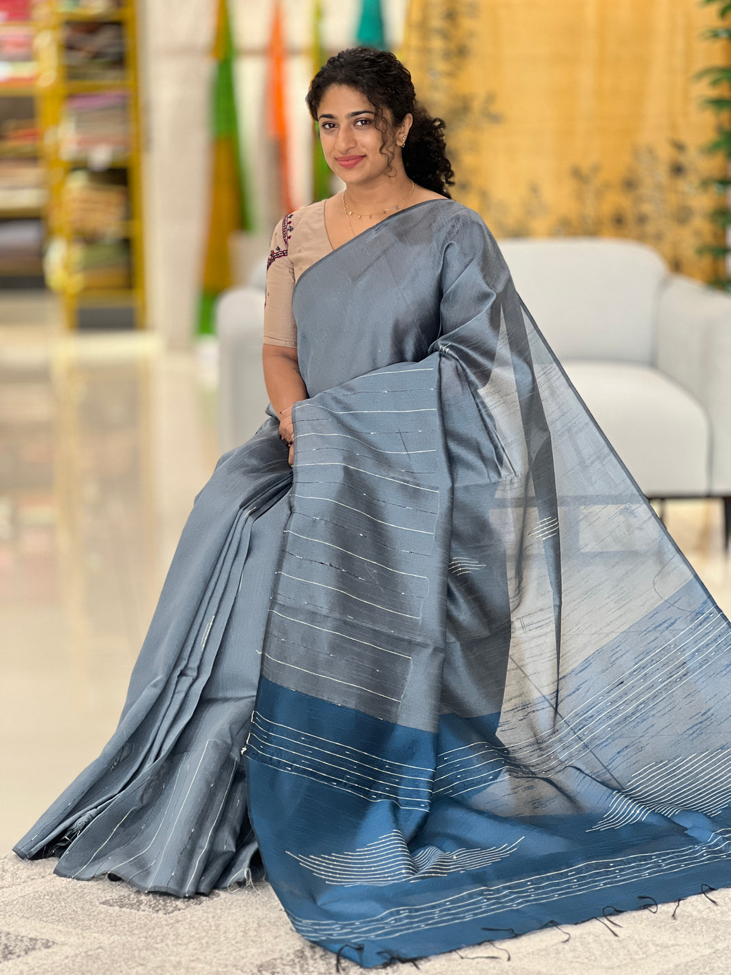 Kesiya Weaved Semi Tussar Saree | PD424