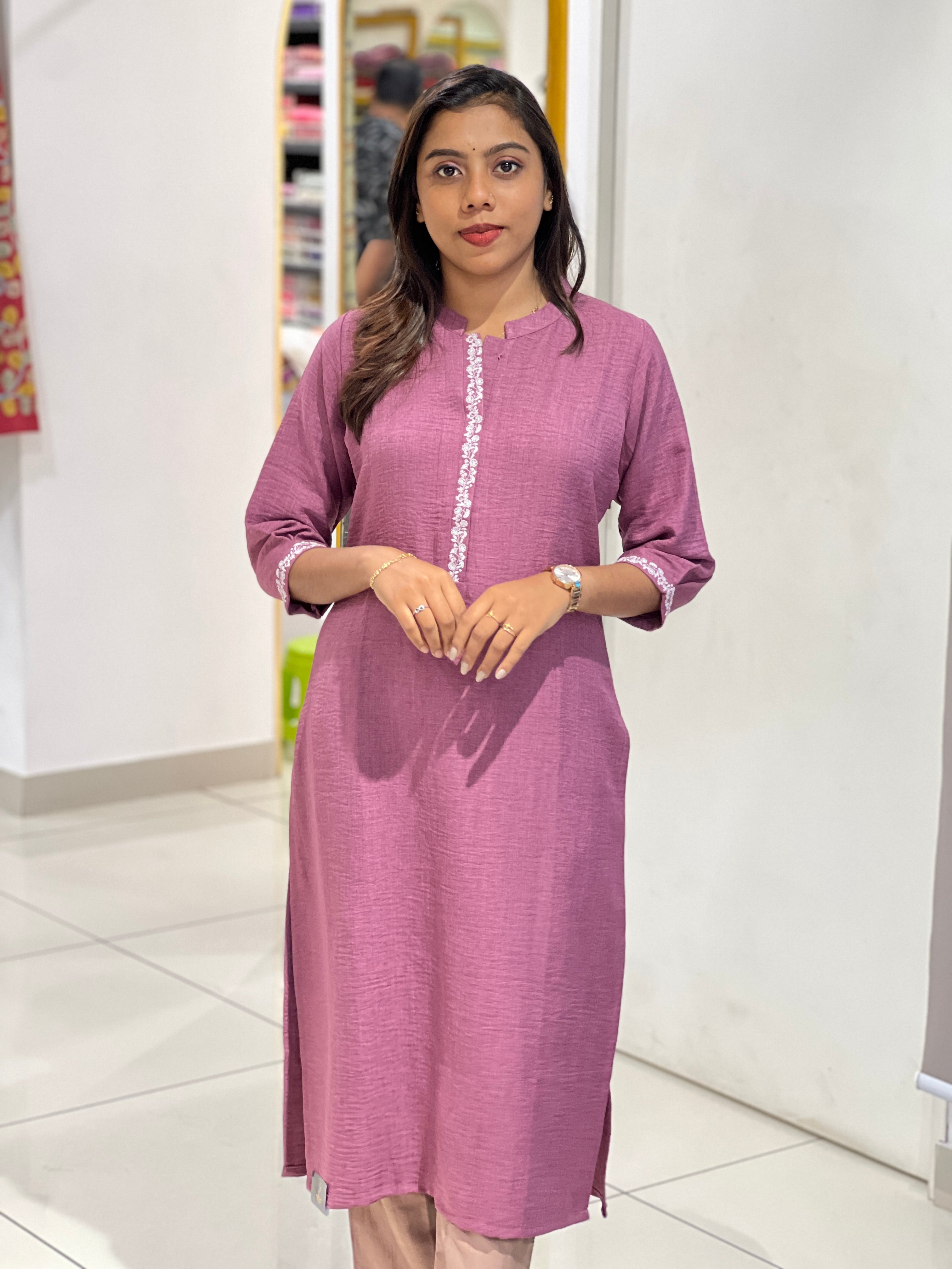Floral Print With Sequins Detailed Muslin Finish Kurta | PGI240