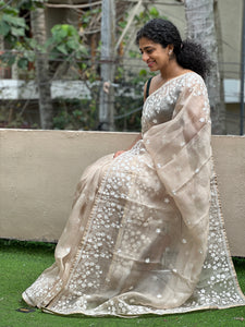 Machine Embroidered Pure Organza Saree | AHD1592
