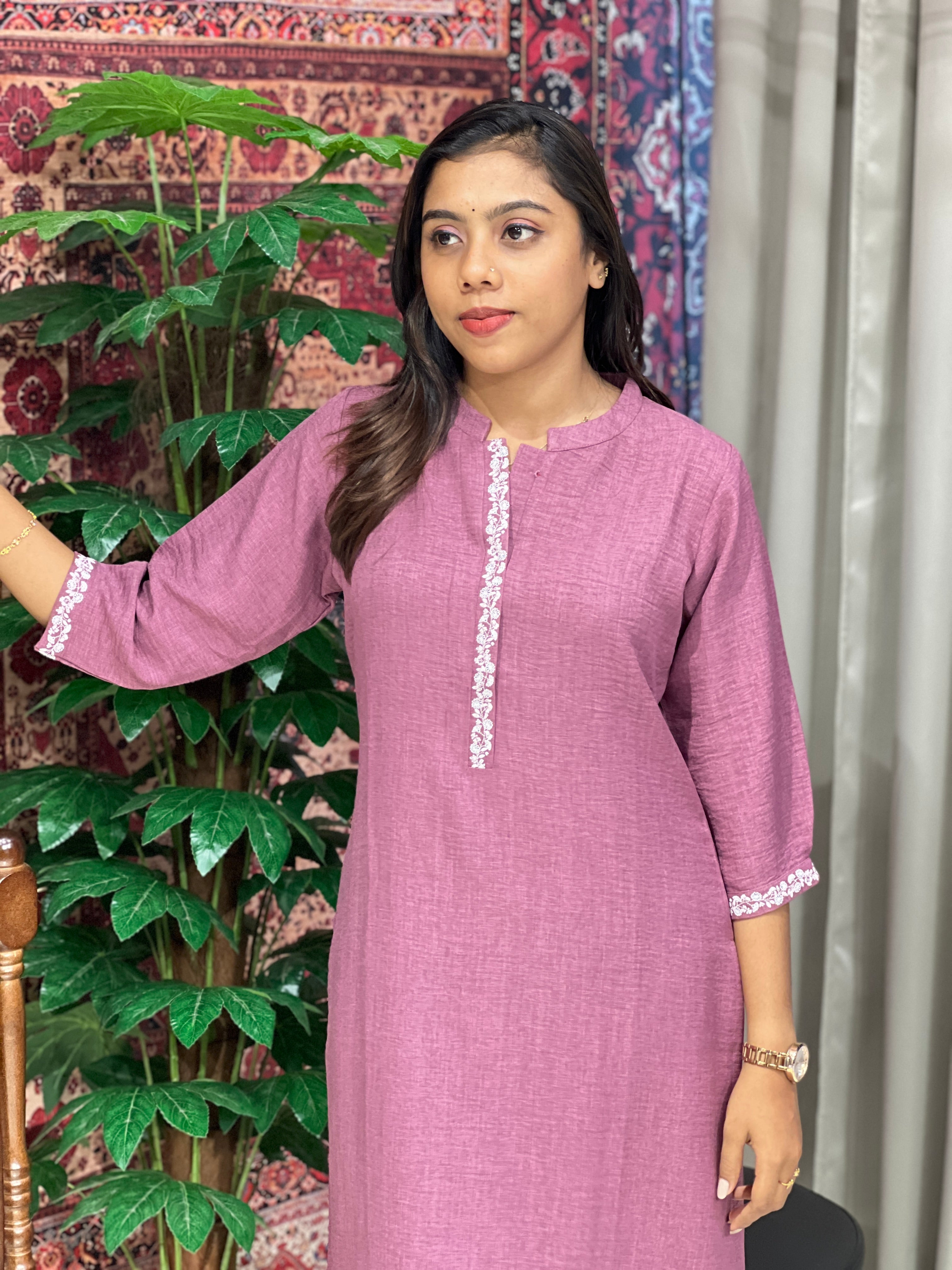 Floral Print With Sequins Detailed Muslin Finish Kurta | PGI240