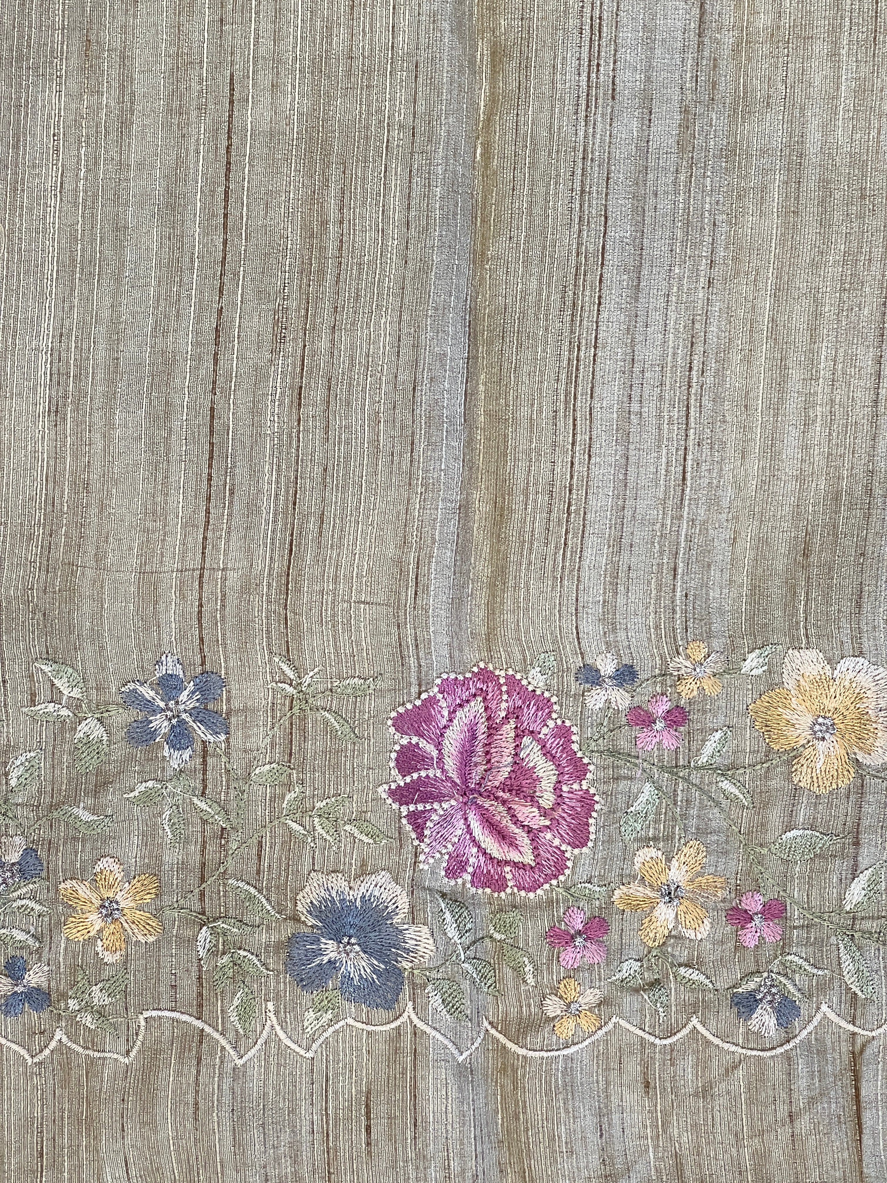 Floral Machine Embroidery Detailed Semi Tussar Saree | DVS266