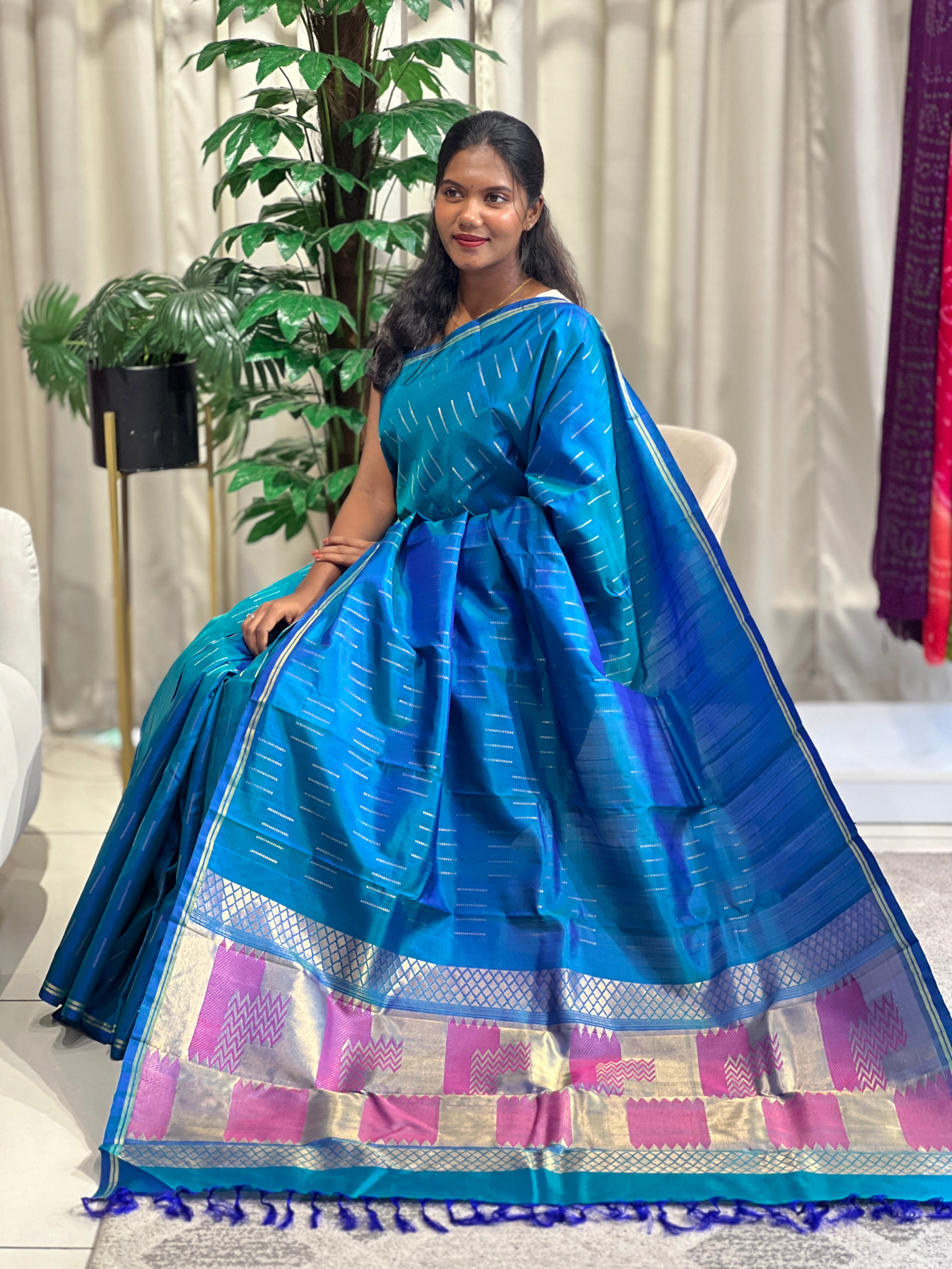 Line Woven Design Soft Silk Saree | SMT189