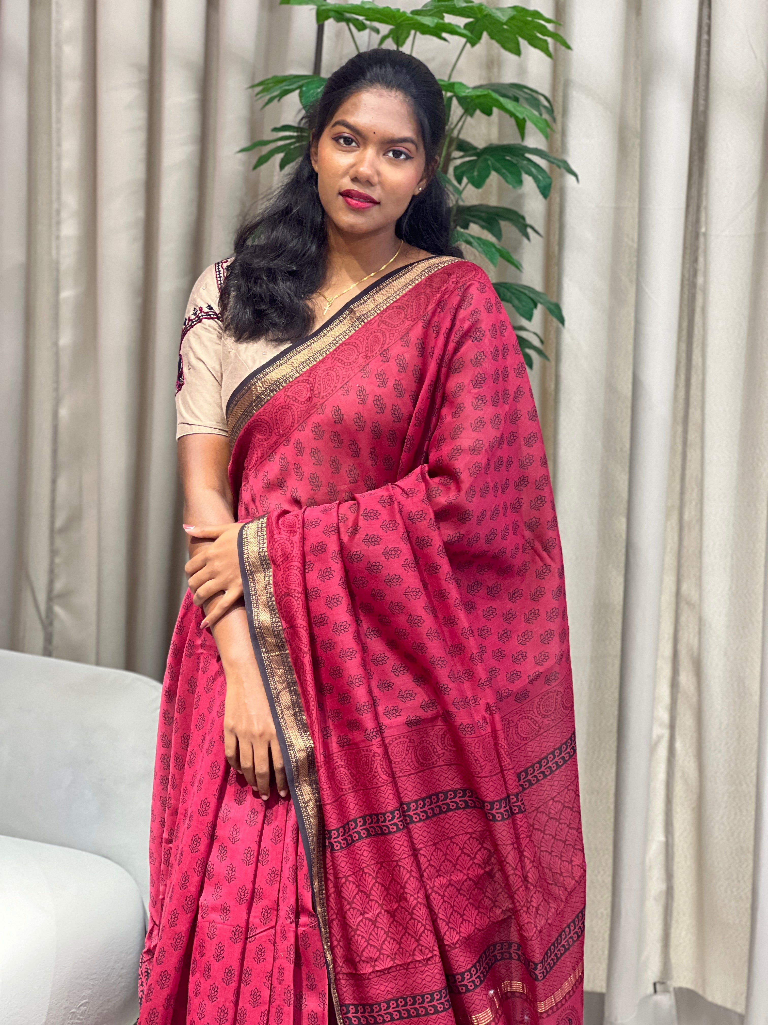 Mangalgiri Border Detailed Chanderi Silk Saree | SVF207