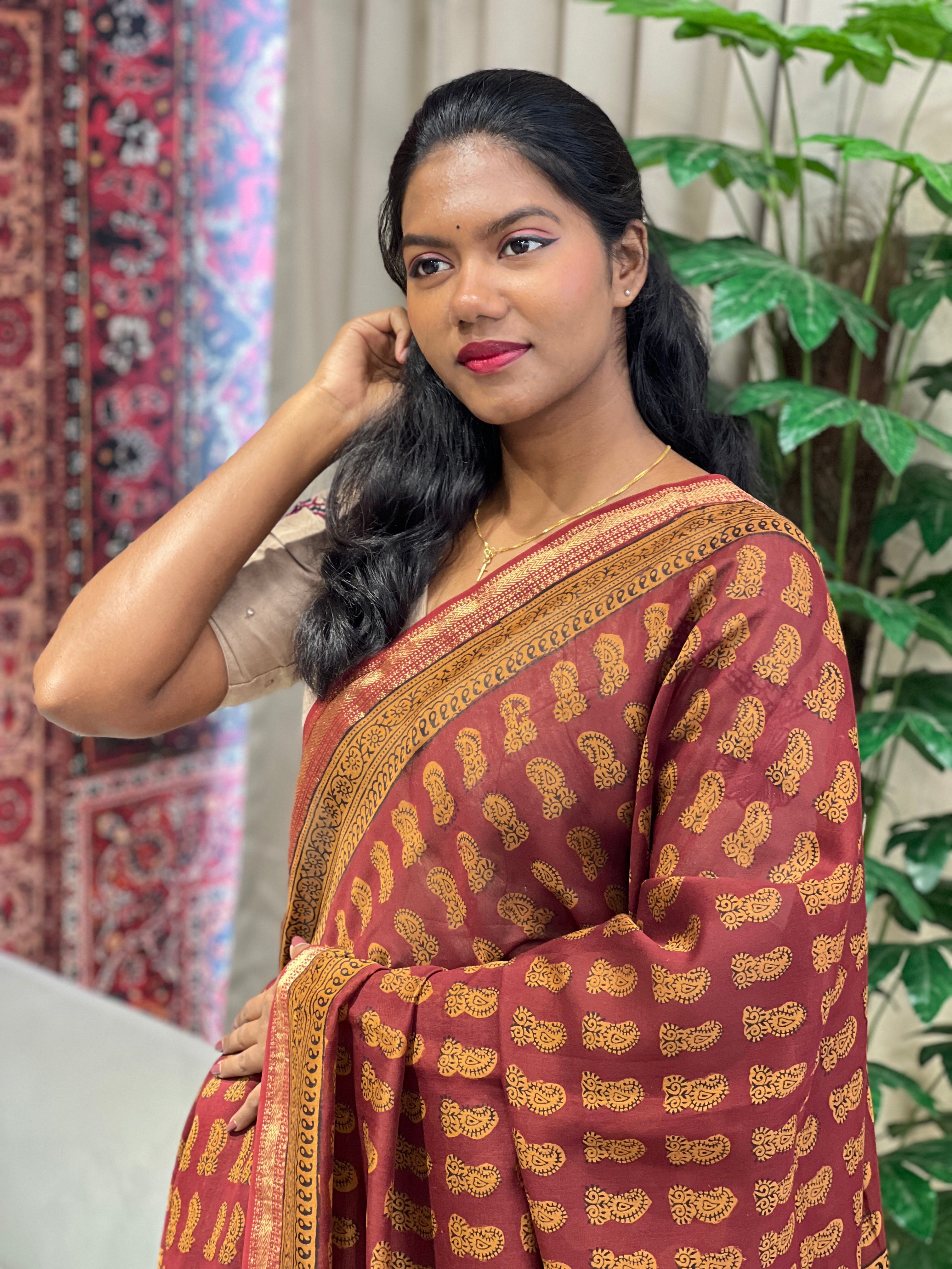 Mangalgiri Border Detailed Chanderi Silk Saree | SVF199