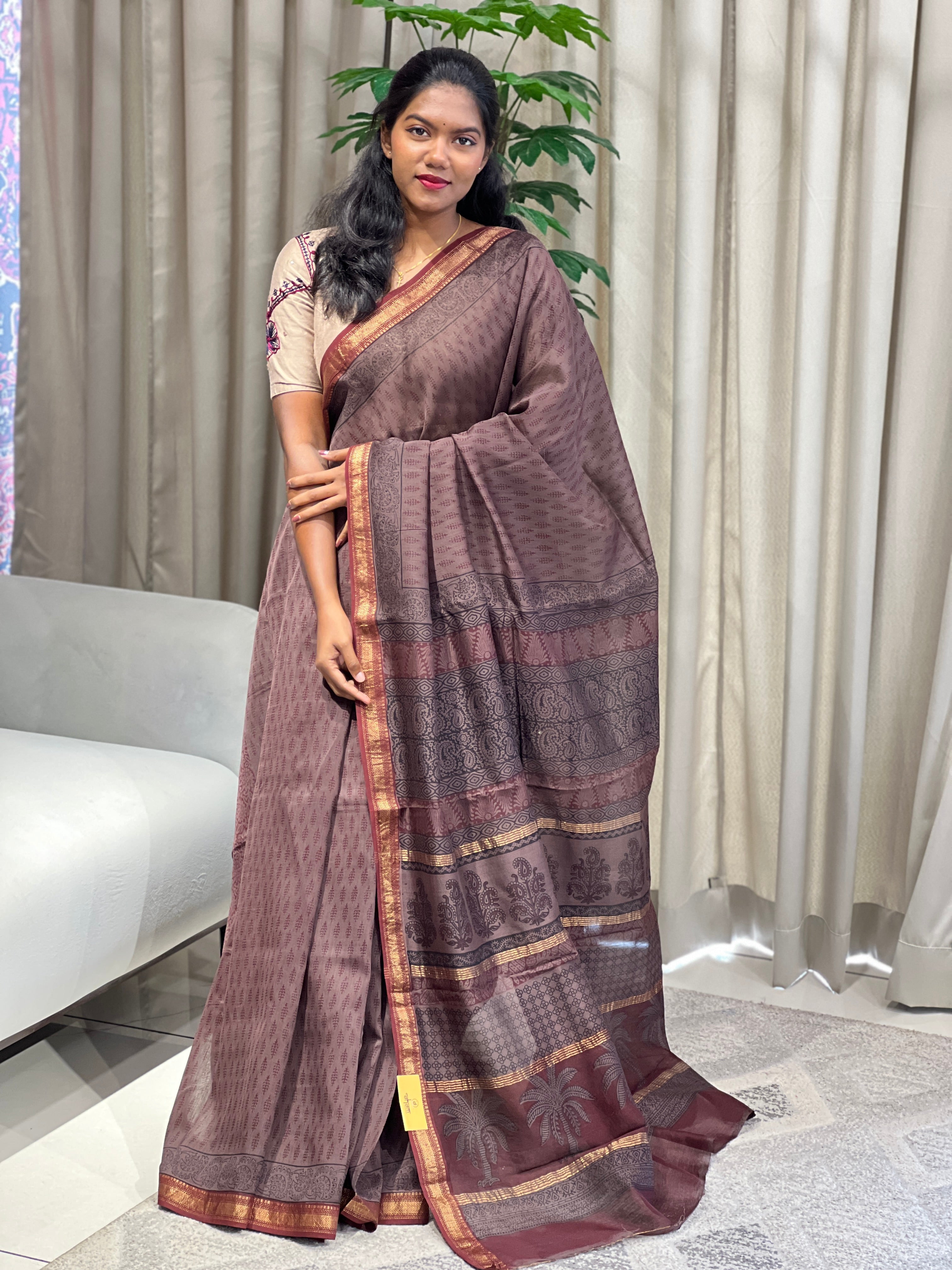 Mangalgiri Border Detailed Chanderi Silk Saree | SVF189