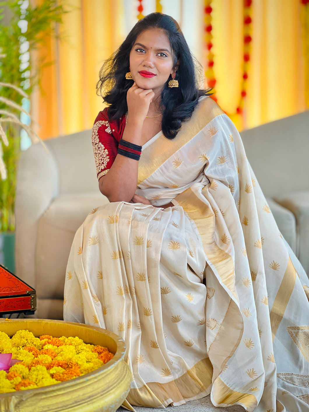 Zari Butta Weaved Semi Silk Saree | HT193