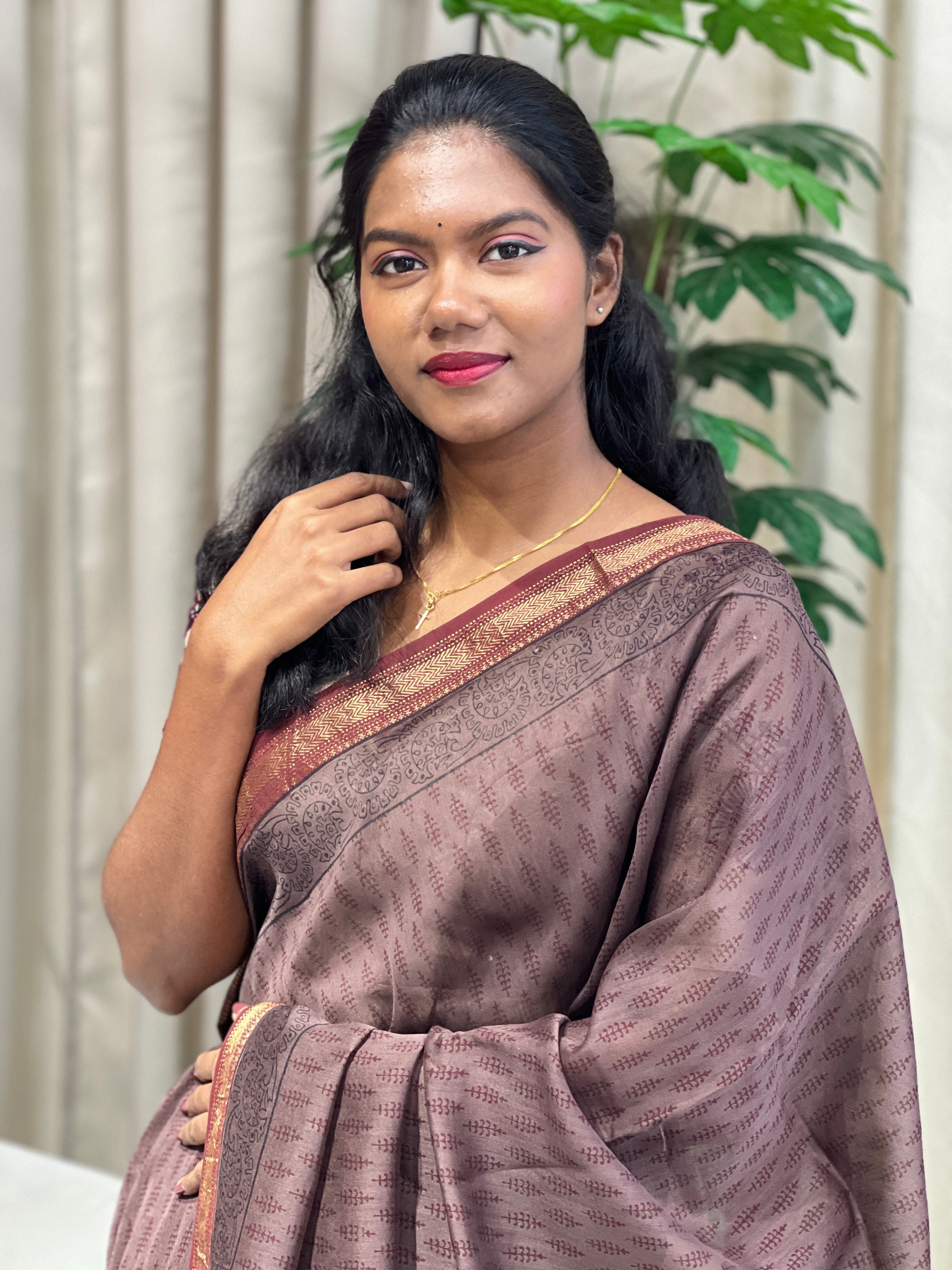 Mangalgiri Border Detailed Chanderi Silk Saree | SVF189