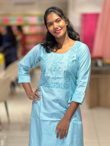 Yoke Machine Embroidery Pattern Rayon Finish Kurta | YAS152