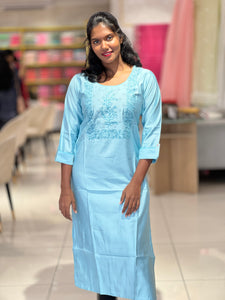 Yoke Machine Embroidery Pattern Rayon Finish Kurta | YAS152