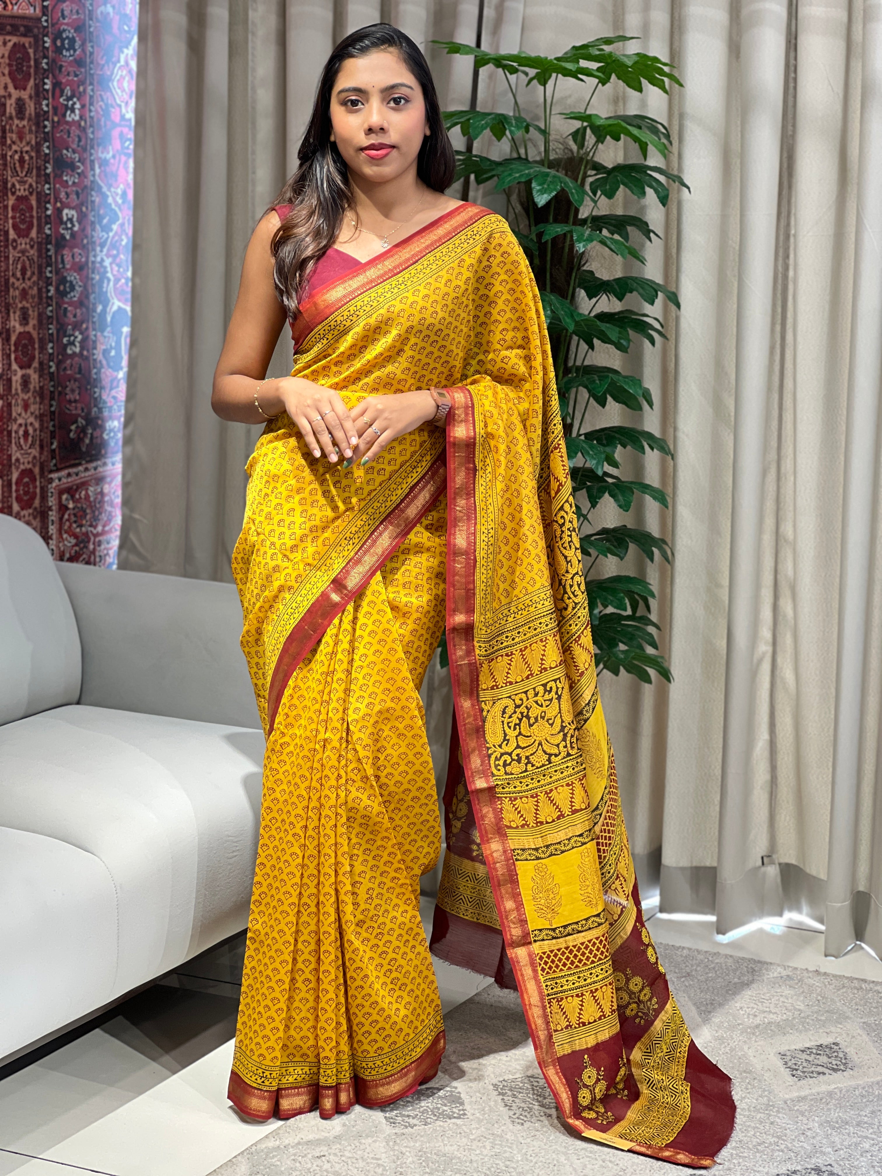 Mangalgiri Border Detailed Chanderi Saree | SVF187